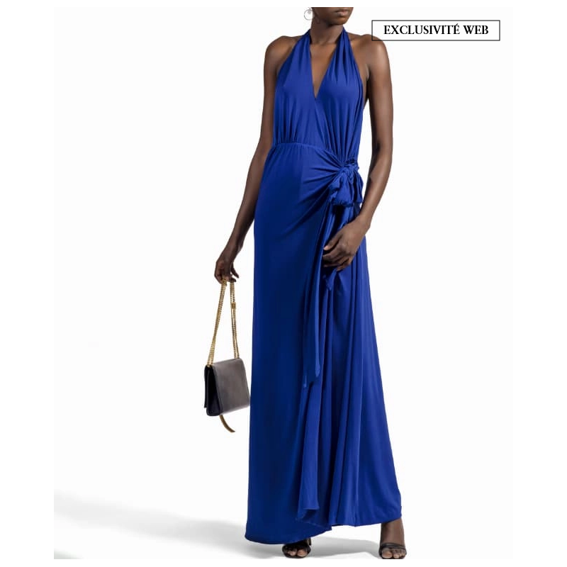 Robe Halston Heritage Backless Bleu-Exclusivité web