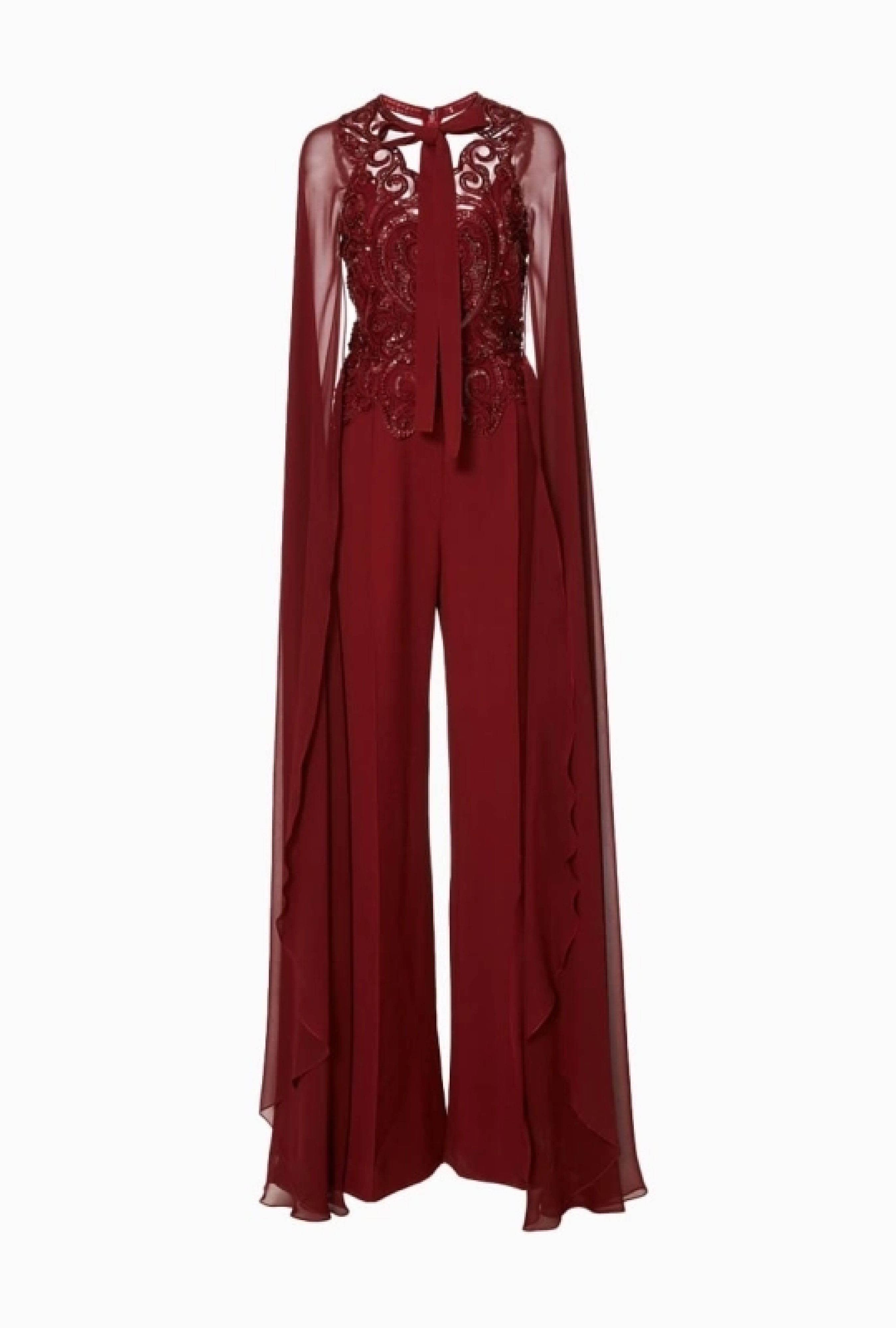 Combinaison Elie Saab Cape Dentelle Bordeaux