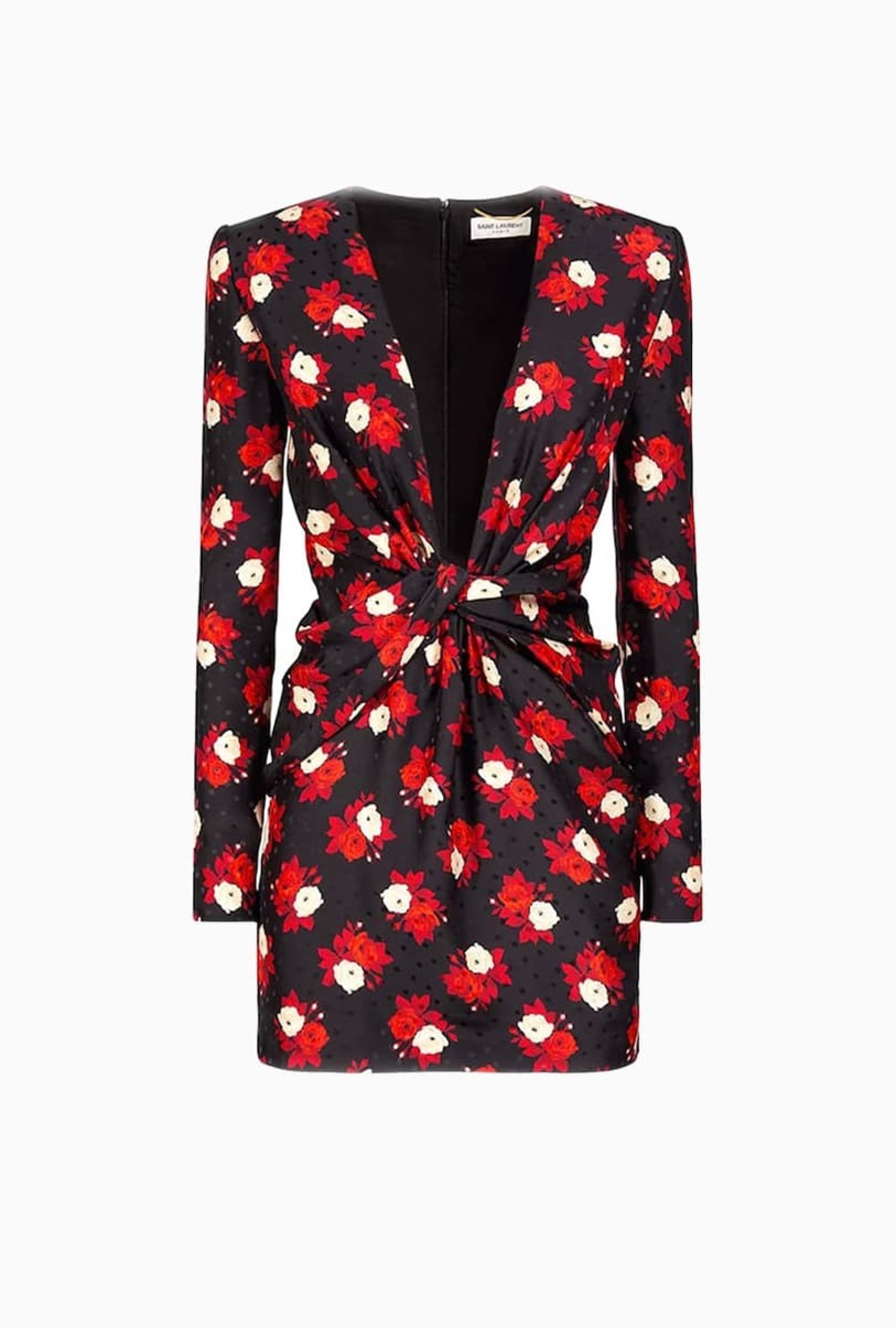 Robe Yves Saint Laurent Silk Red Flowers