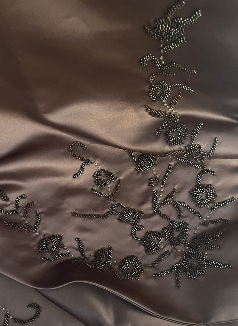 Étole Marron Motifs Perles