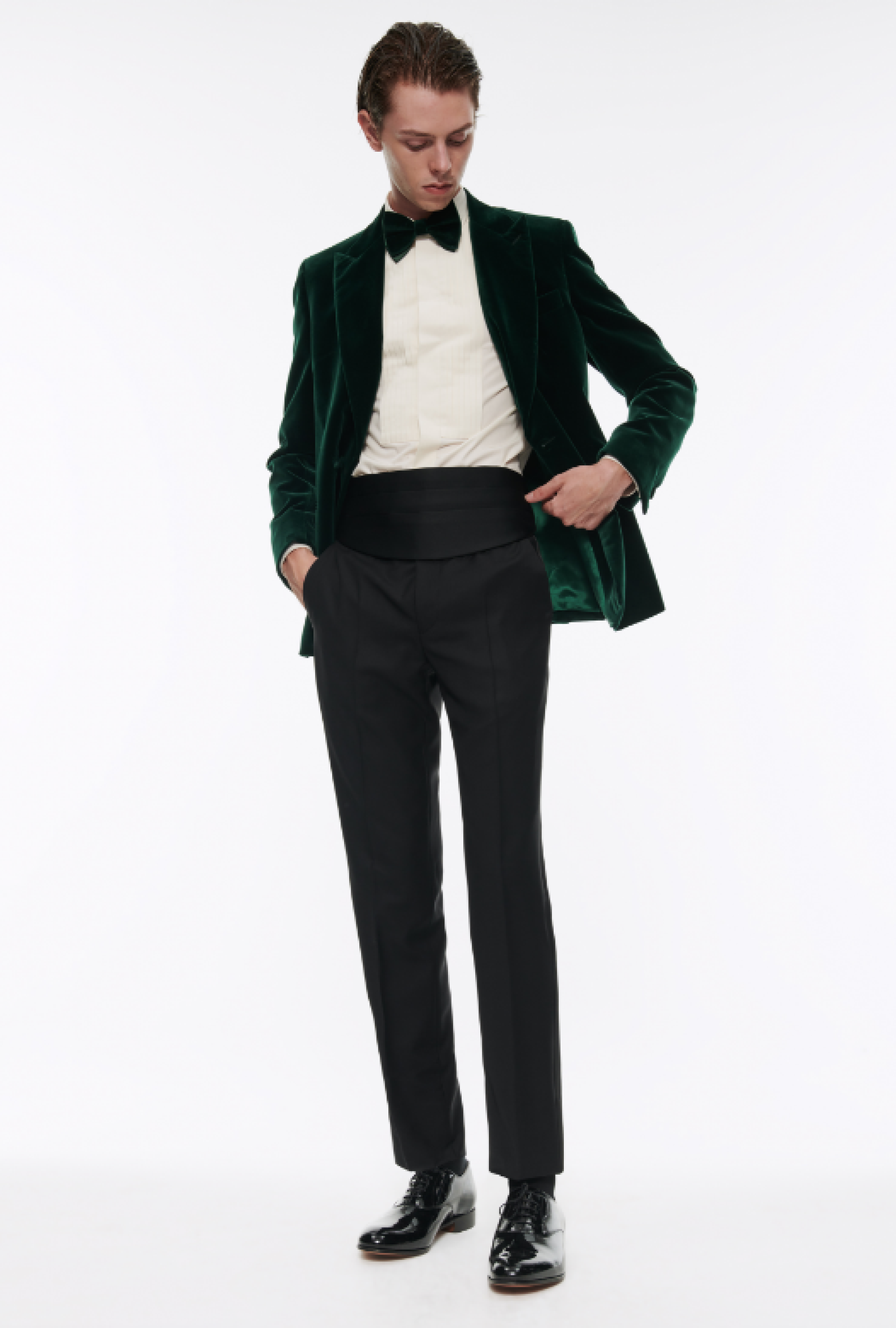 Smoking Fursac Velours Platine Vert