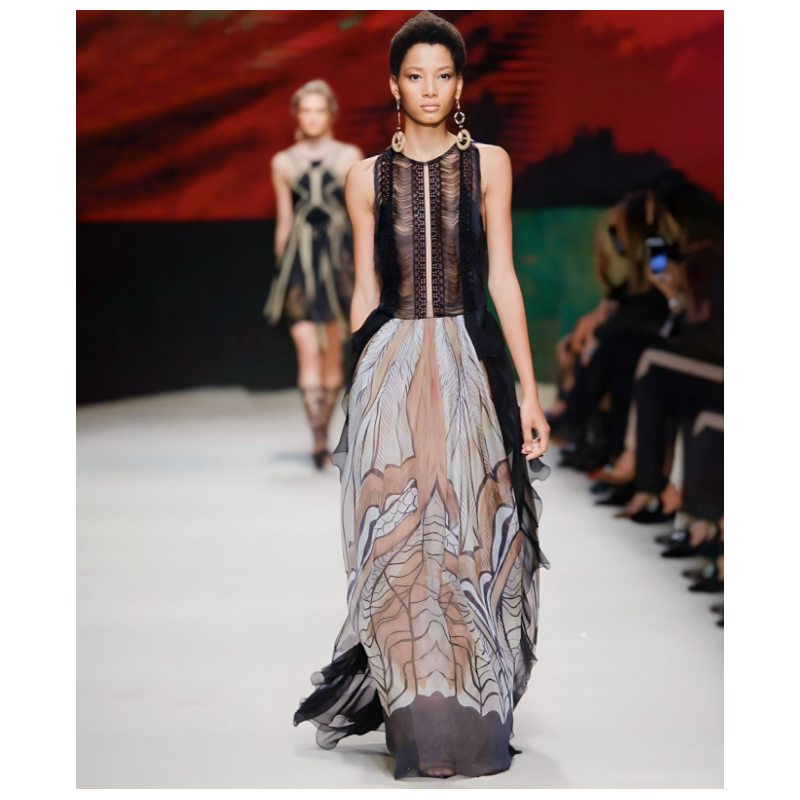 Robe Alberta Ferretti Franges en soie