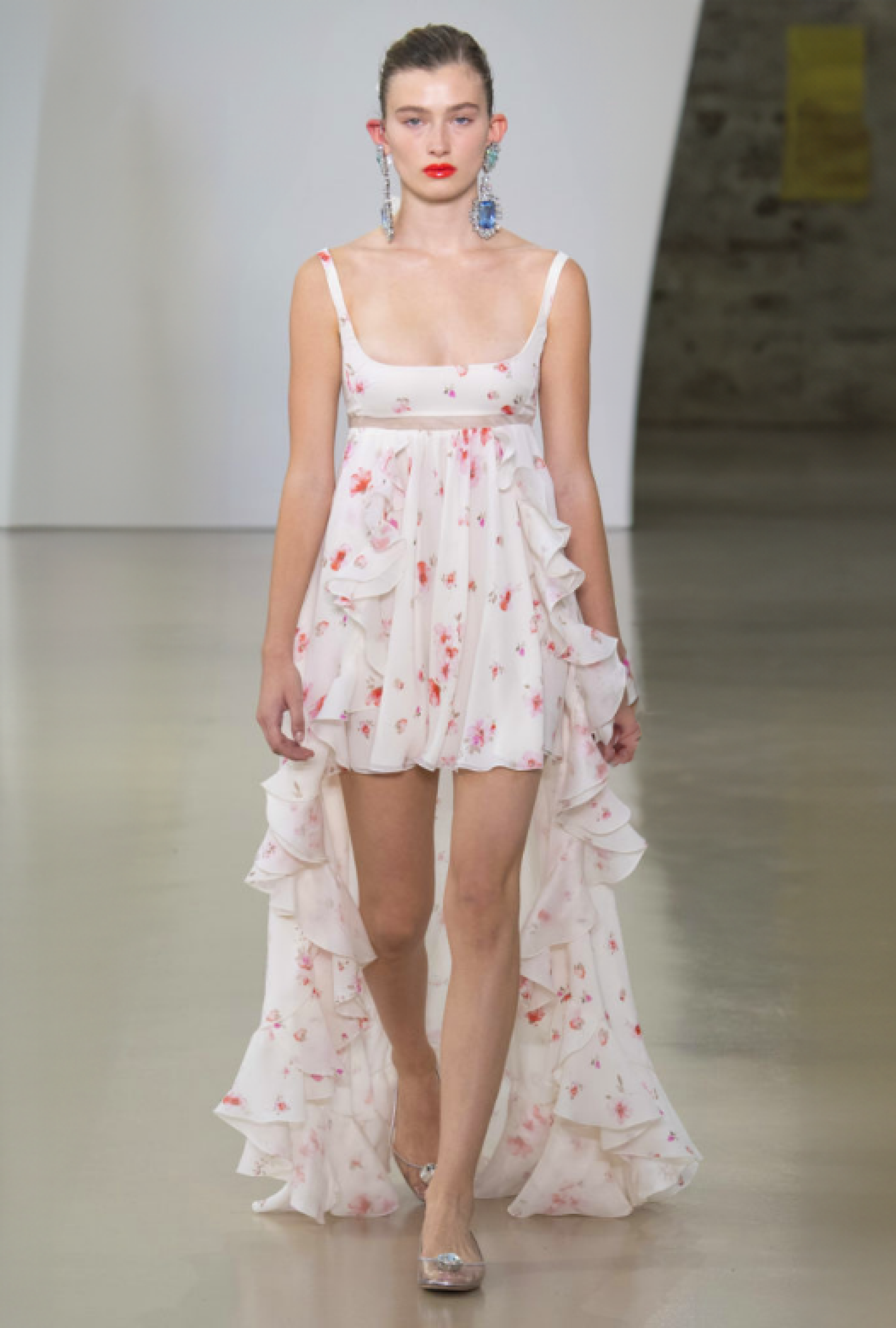 Robe Giambattista Valli Ruffled Floral Silk