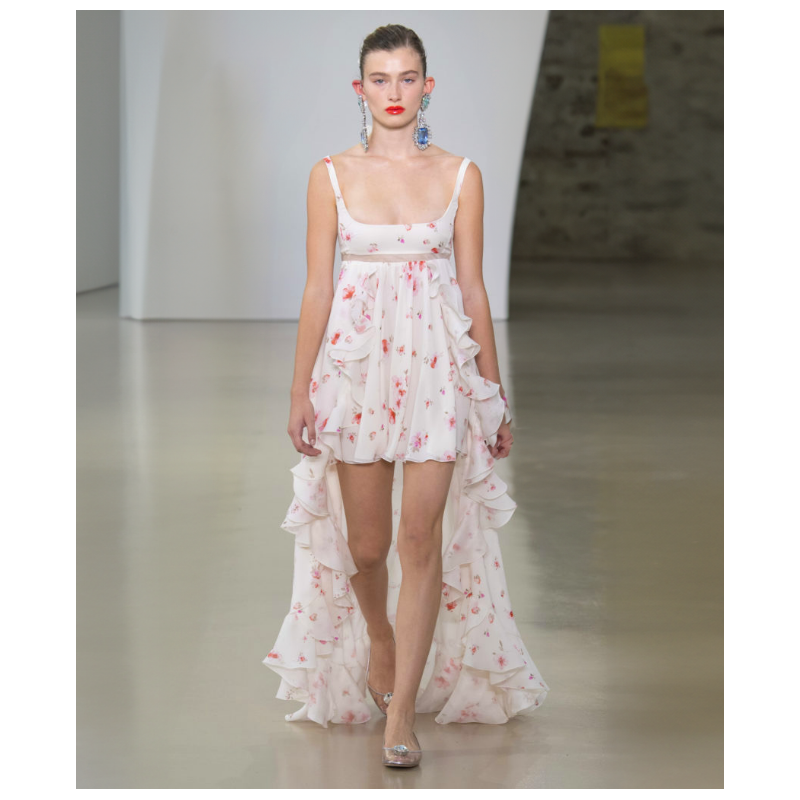 Robe Giambattista Valli Ruffled Floral Silk
