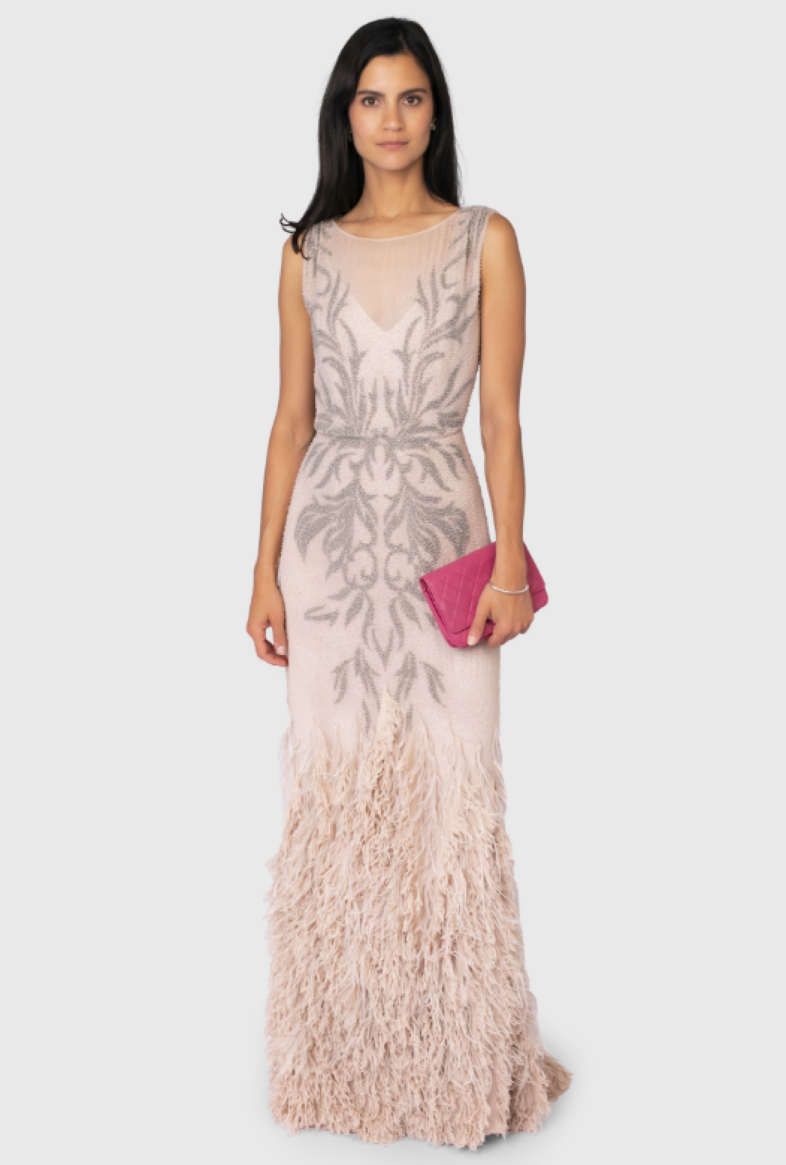 Robe Rosa Clara Plumes