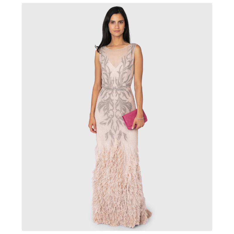 Robe Rosa Clara Plumes