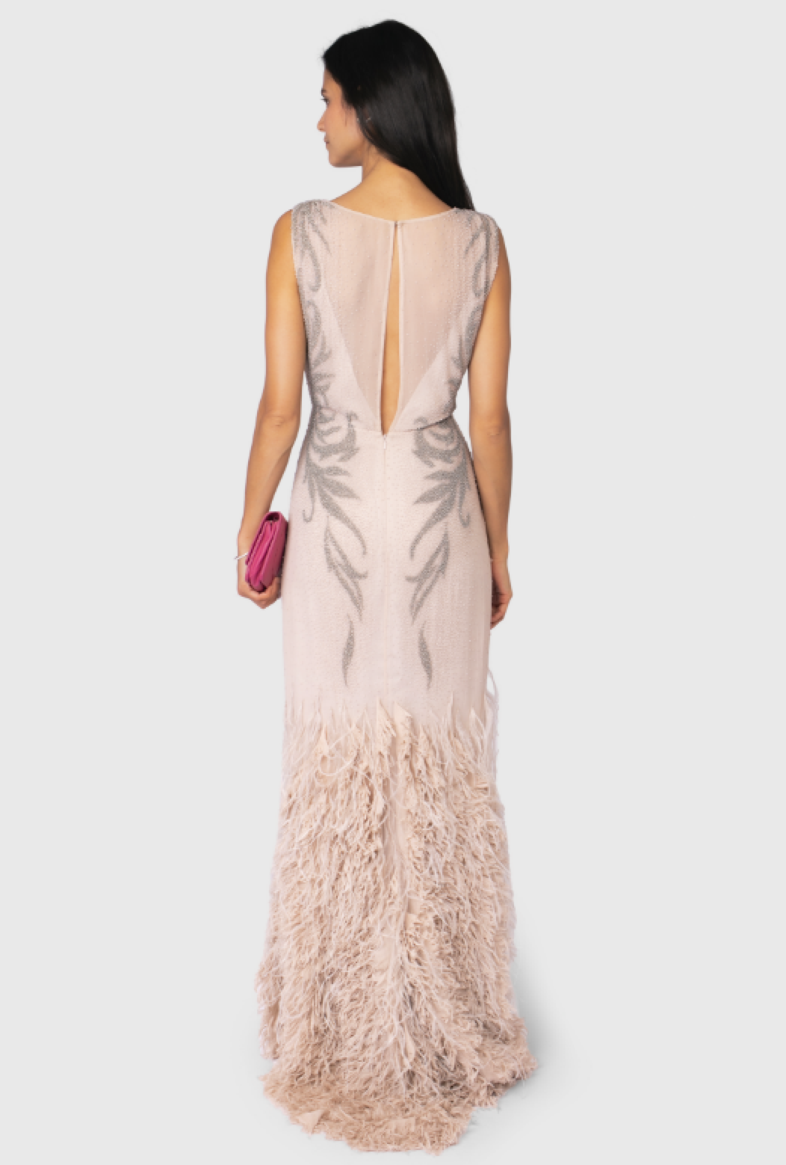 Robe Rosa Clara Plumes
