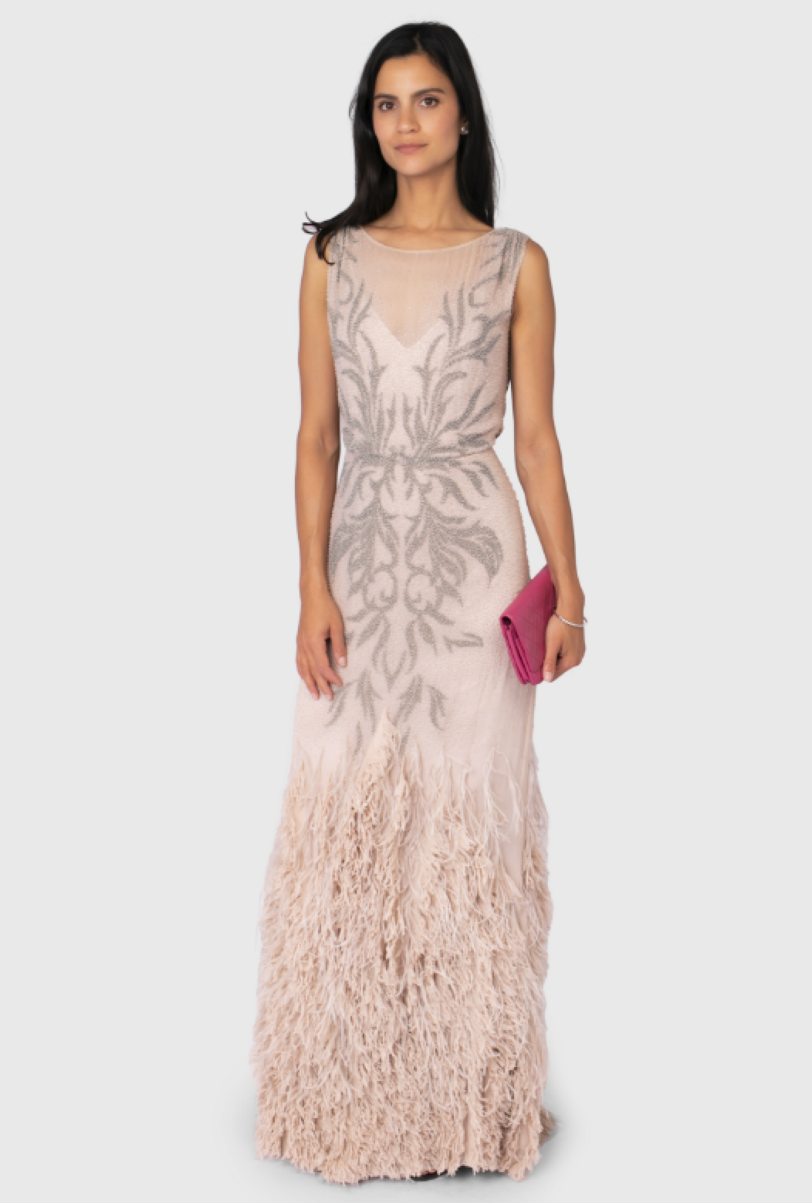 Robe Rosa Clara Plumes