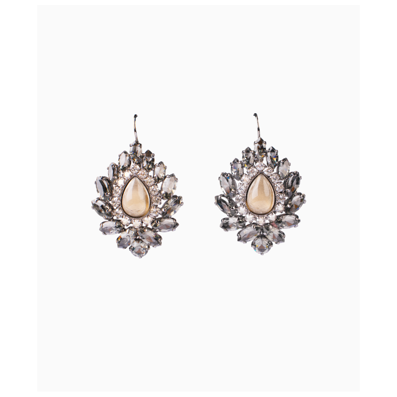 Boucles D'oreille Hélène Zubeldia Dormeuse Cristal Black