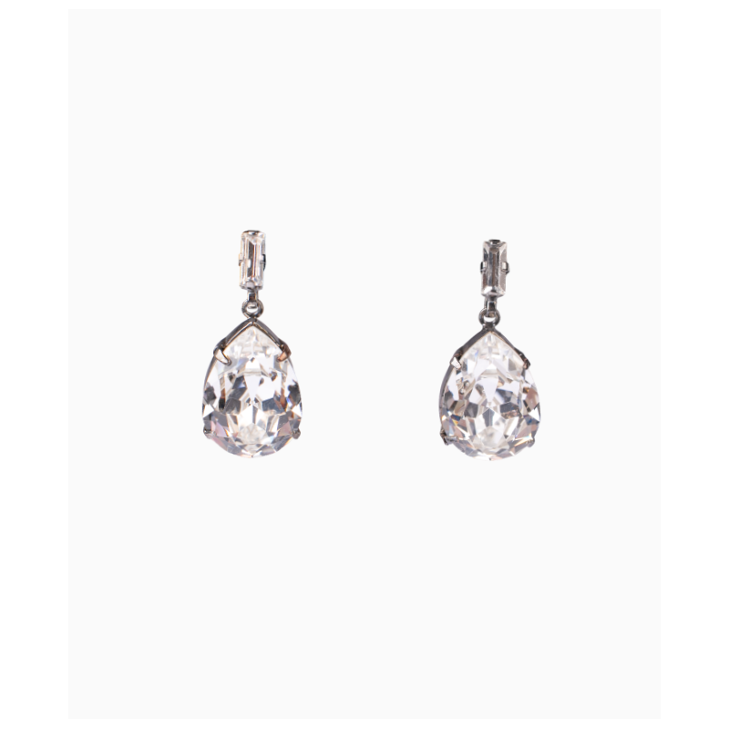 Boucles D'oreille Hélène Zubeldia Gouttes Cristal Silver