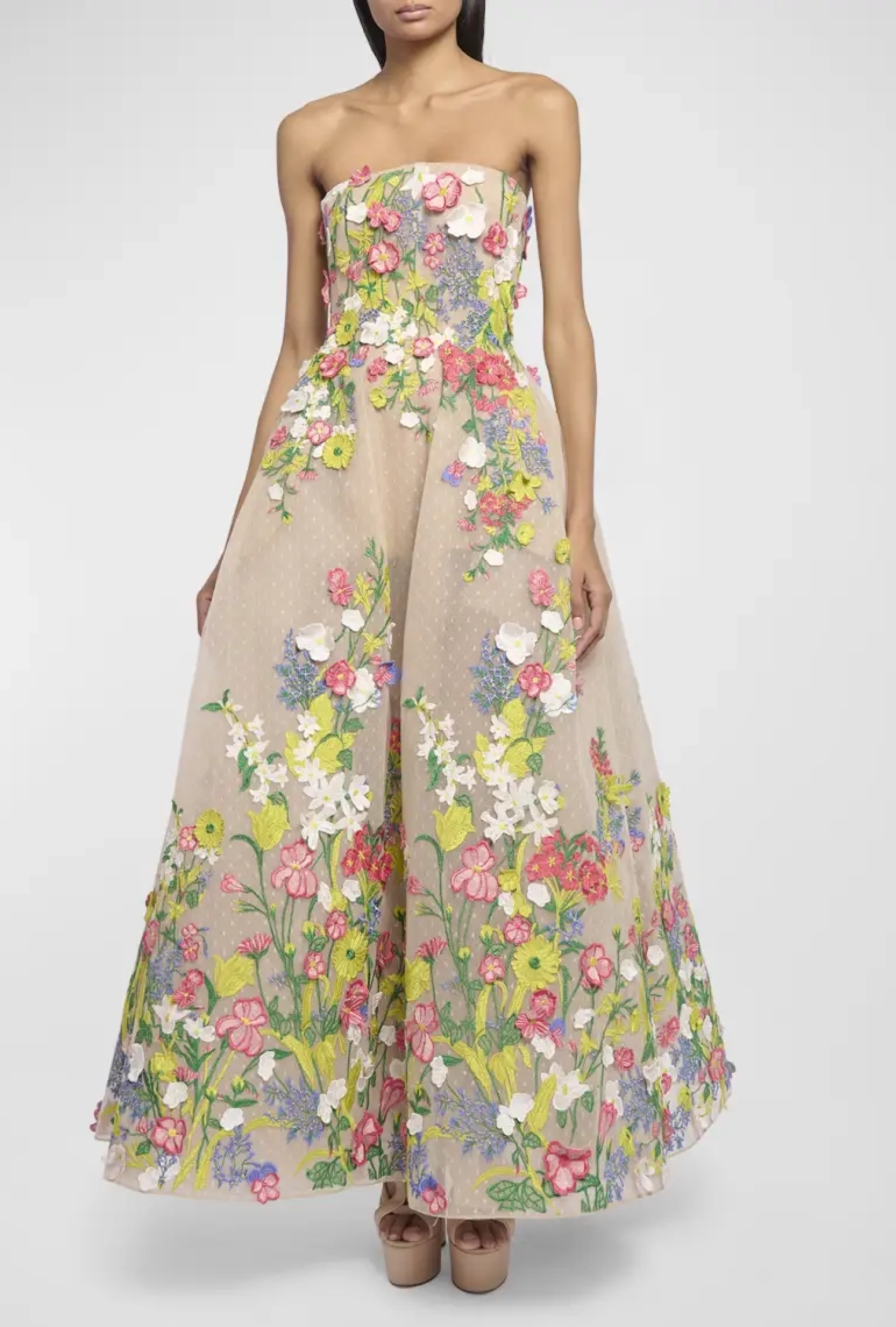 Robe Elie Saab Floral Appliqued