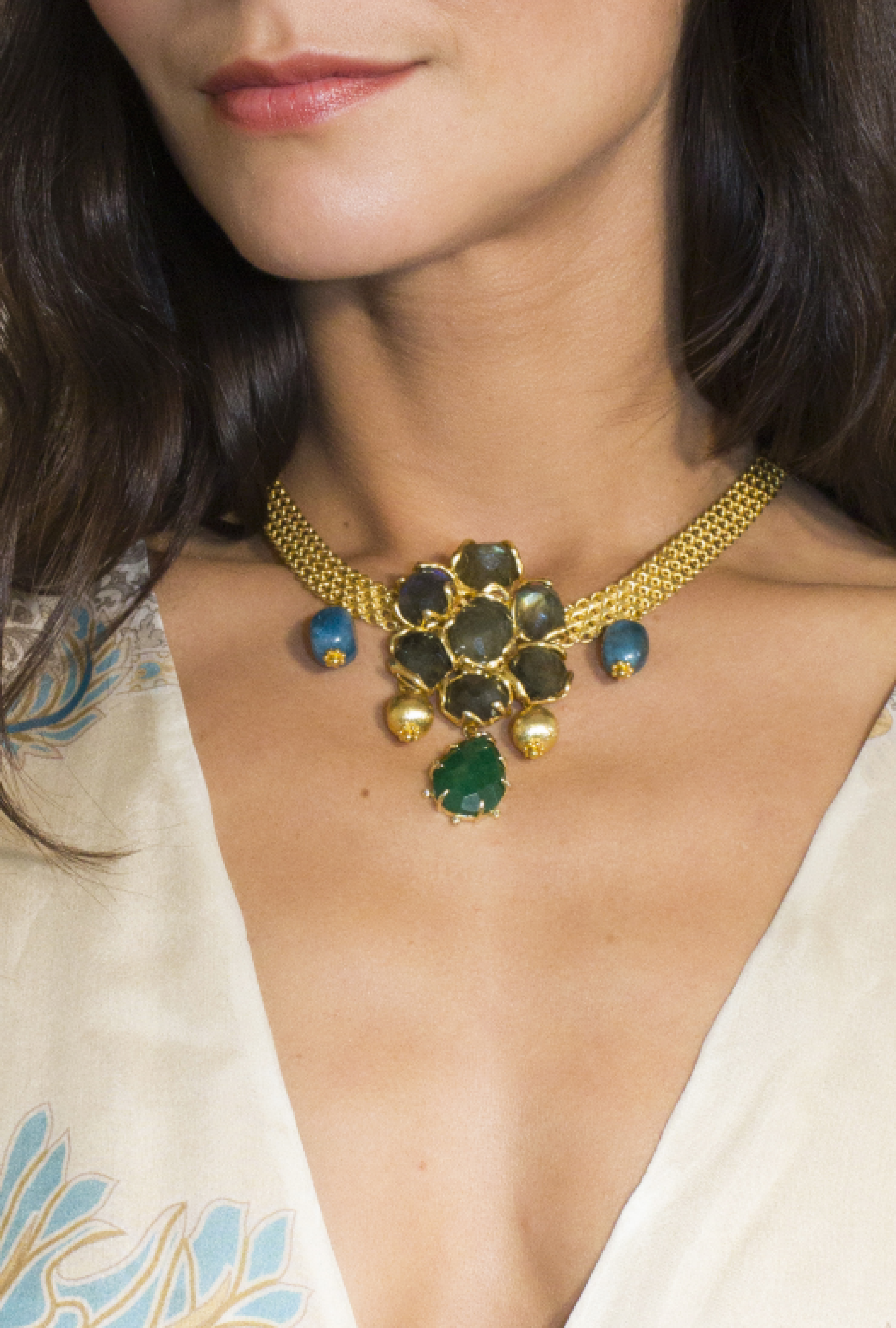 Collier Vintage Domna Green Flower