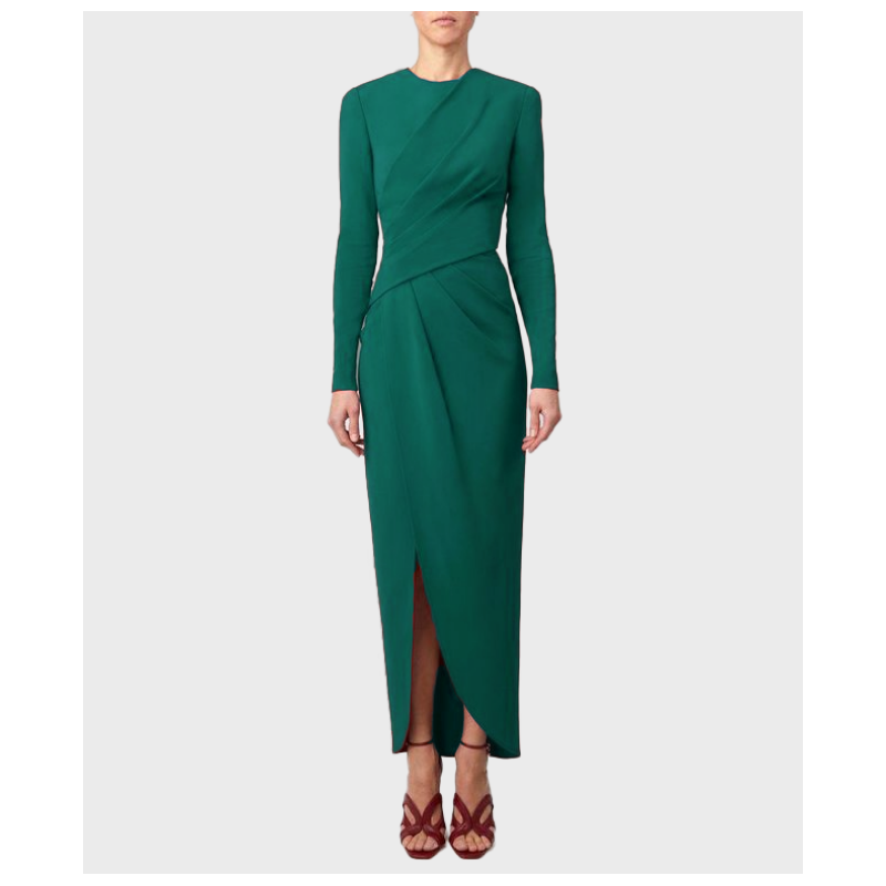 Robe Elie Saab Crêpe Green Midi