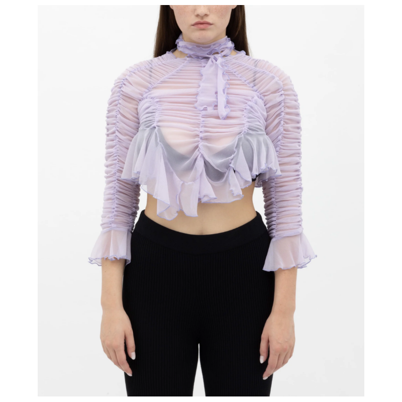 Blouse Bow Asymetric Ruched