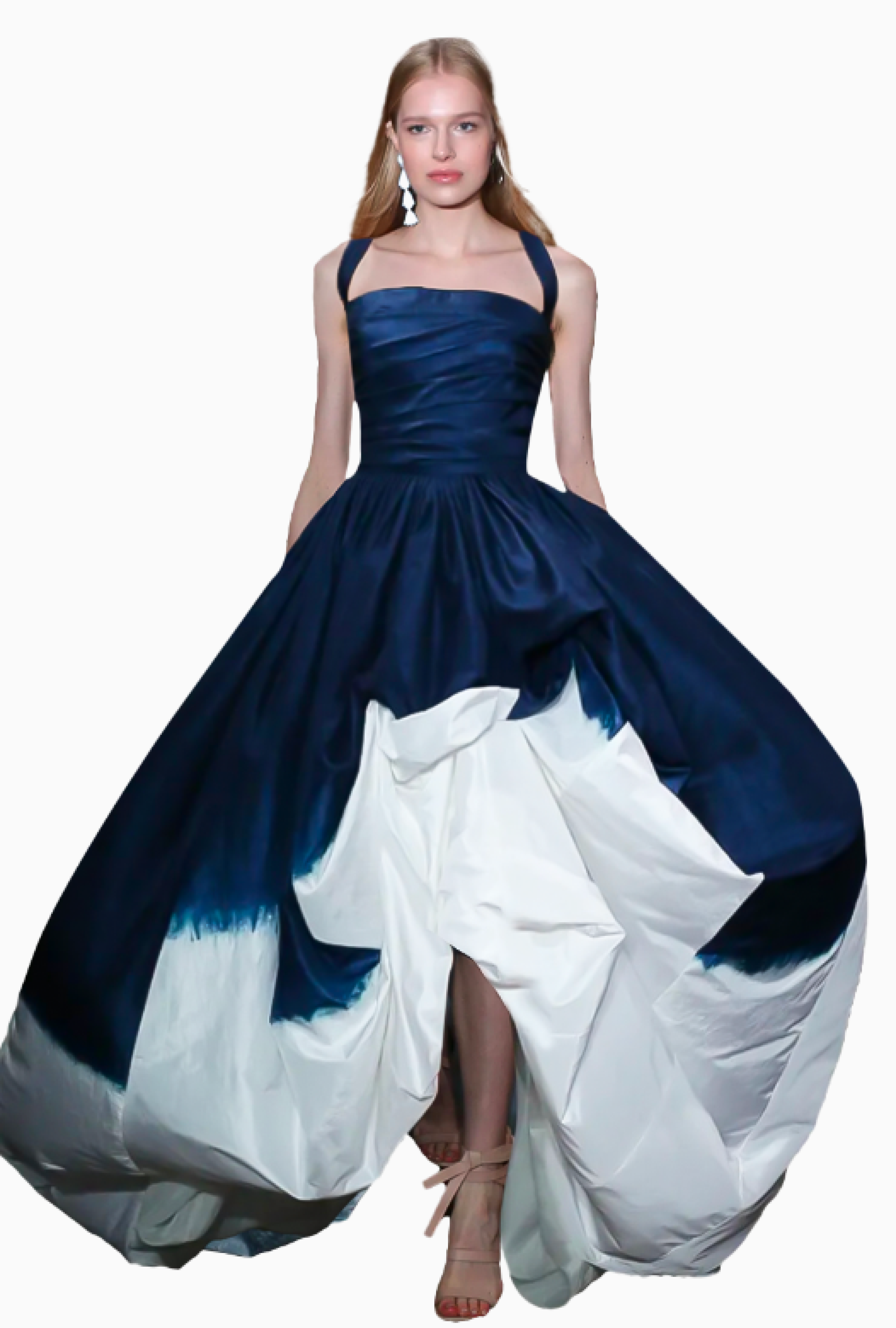 Robe Oscar de la renta Tie And Dye Blue And White Pre Spring 2019