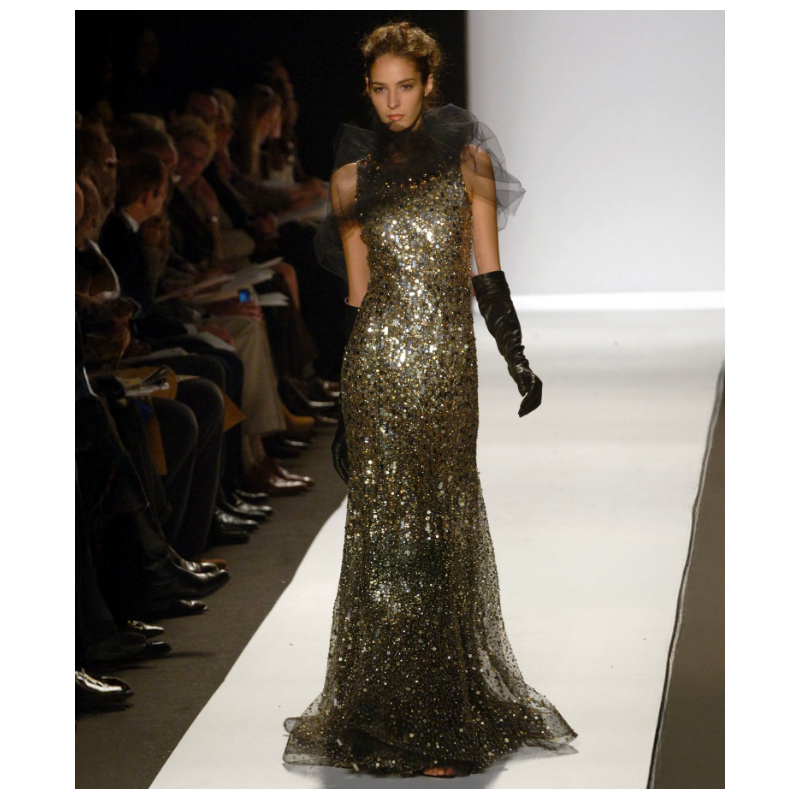 Robe Oscar de la renta Gold Sequin Runway fall 2006