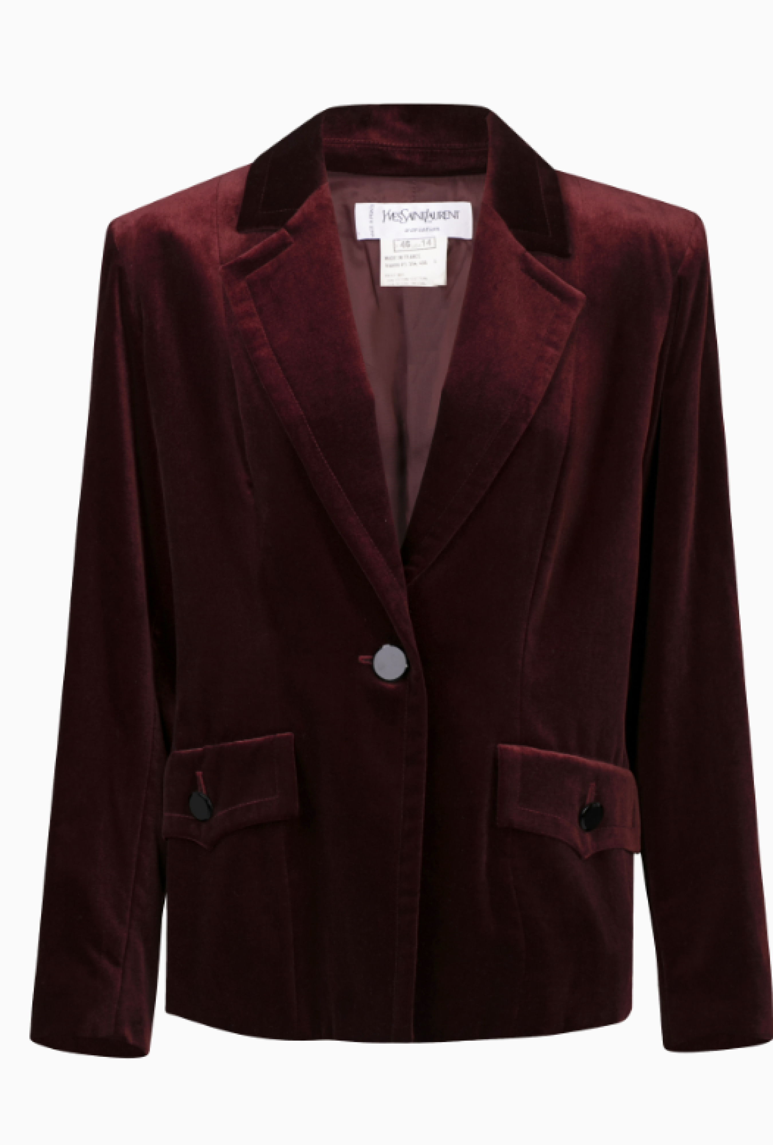 Veste Yves Saint Laurent Velours Bordeaux Fw1999