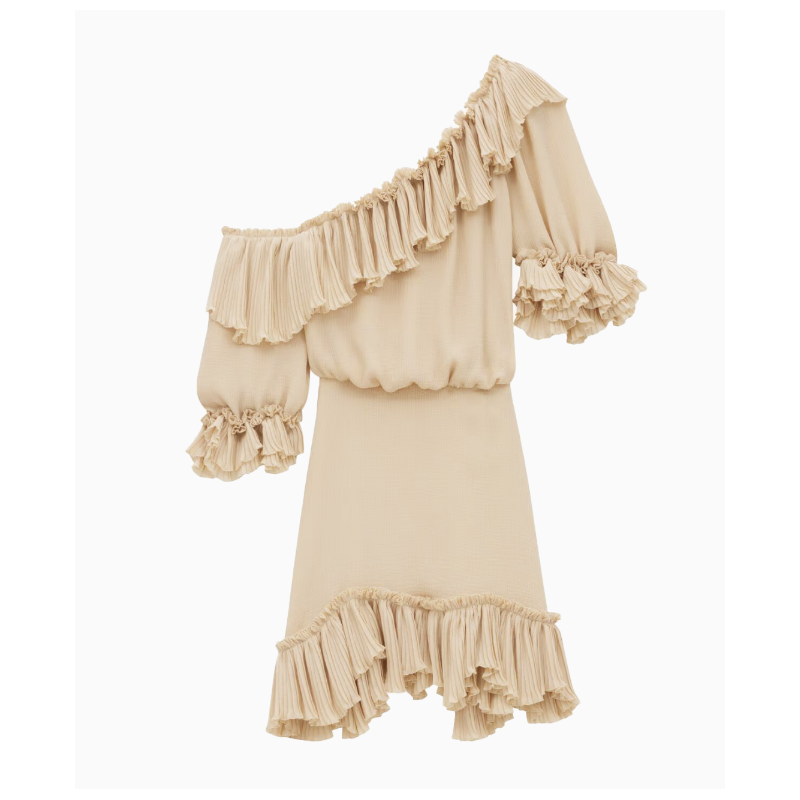 Robe Yves Saint Laurent Volant Ivoire SS2024