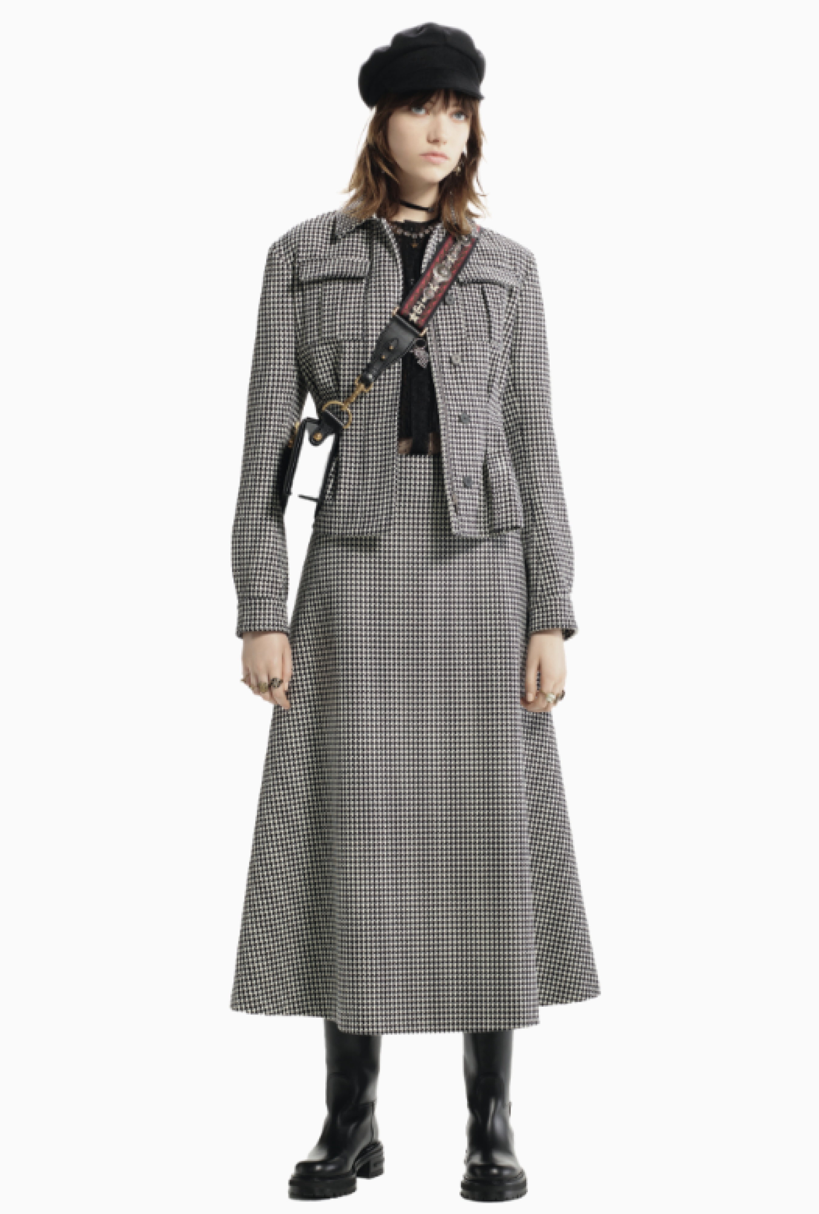 Jupe Christian Dior Pied-de-poule Structuré