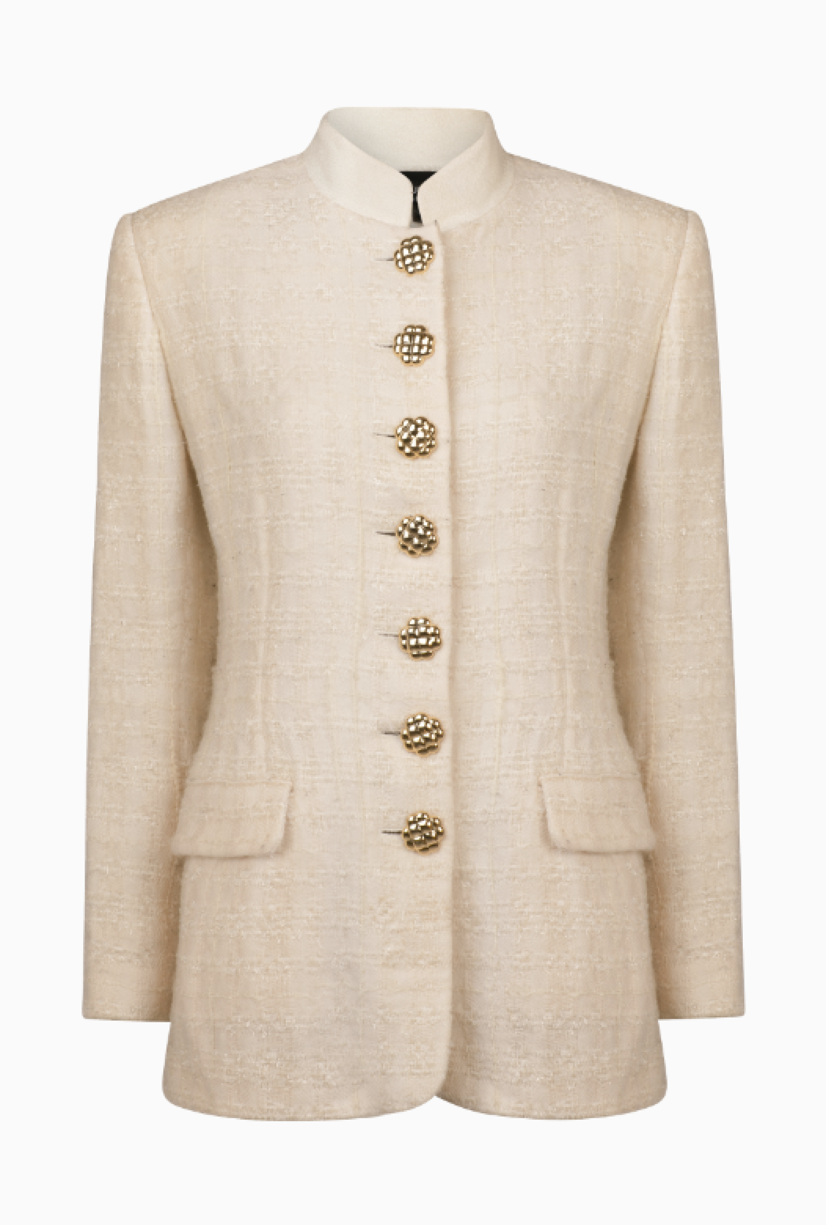 Veste Vintage Tailleur Structuré Tweed Ivoire