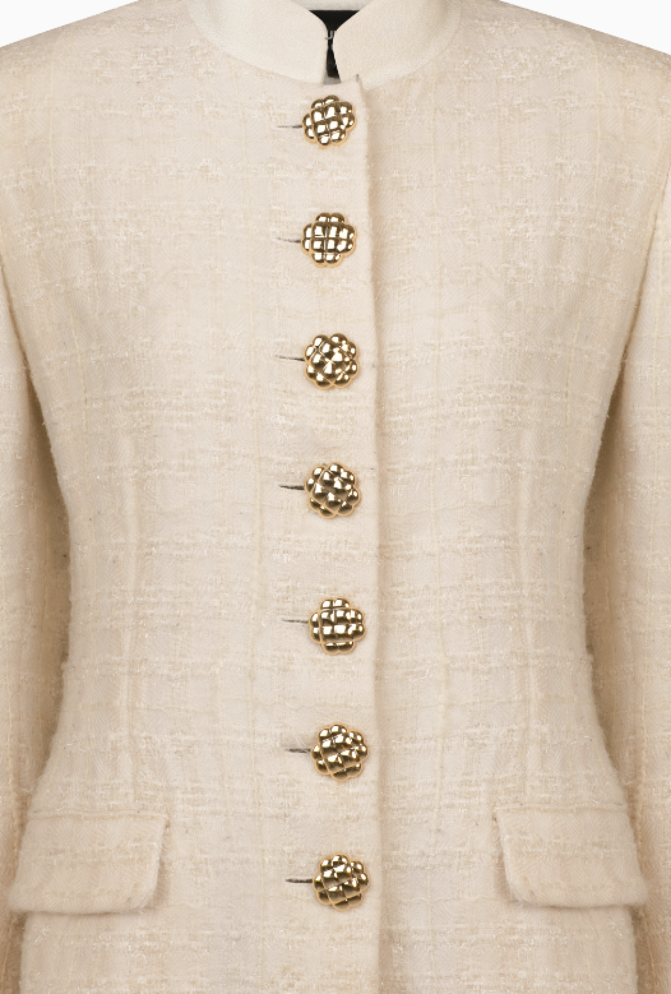 Veste Vintage Tailleur Structuré Tweed Ivoire