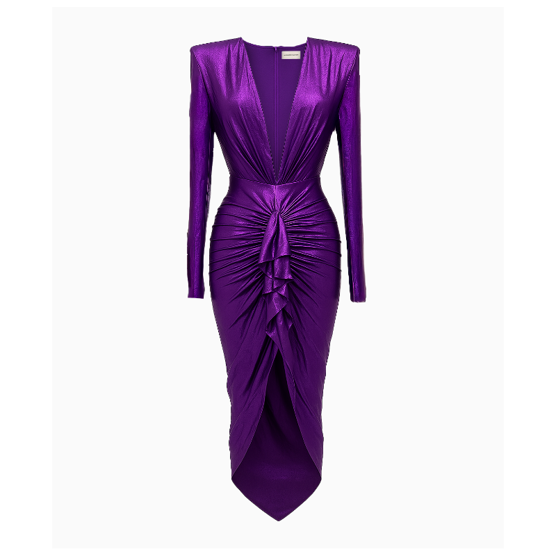 Robe Alexandre Vauthier Drapé Violet Métallisé