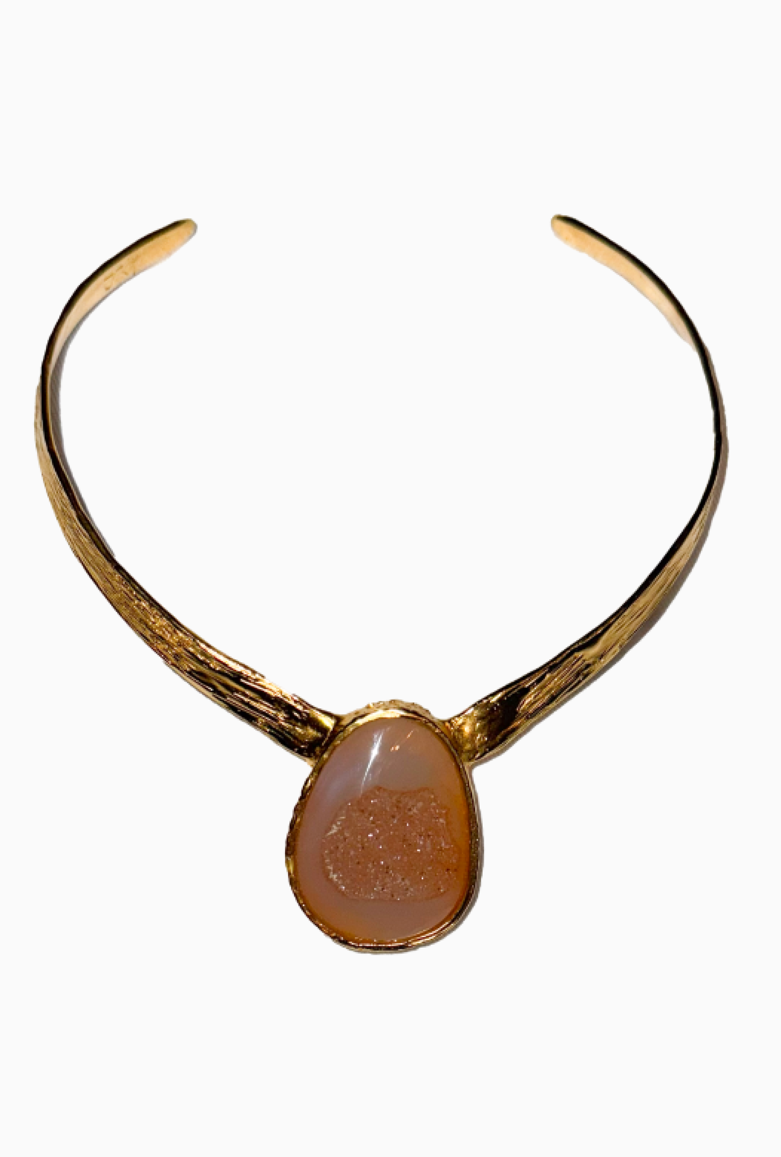 Collier Julia Munoz Gold Plated Bronze With Pink Agate Stone