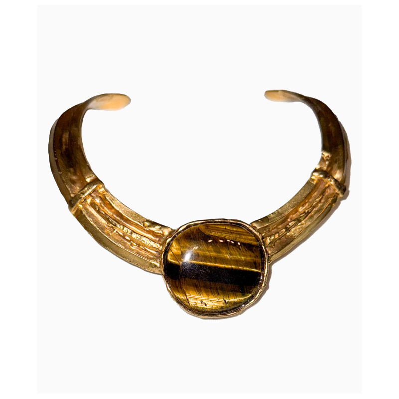Collier Julia Munoz Gold Plated Bronze With Tiger's Eye Stone