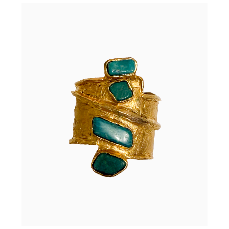 Manchette Julia Munoz Gold Plated Bronze With Turquoise