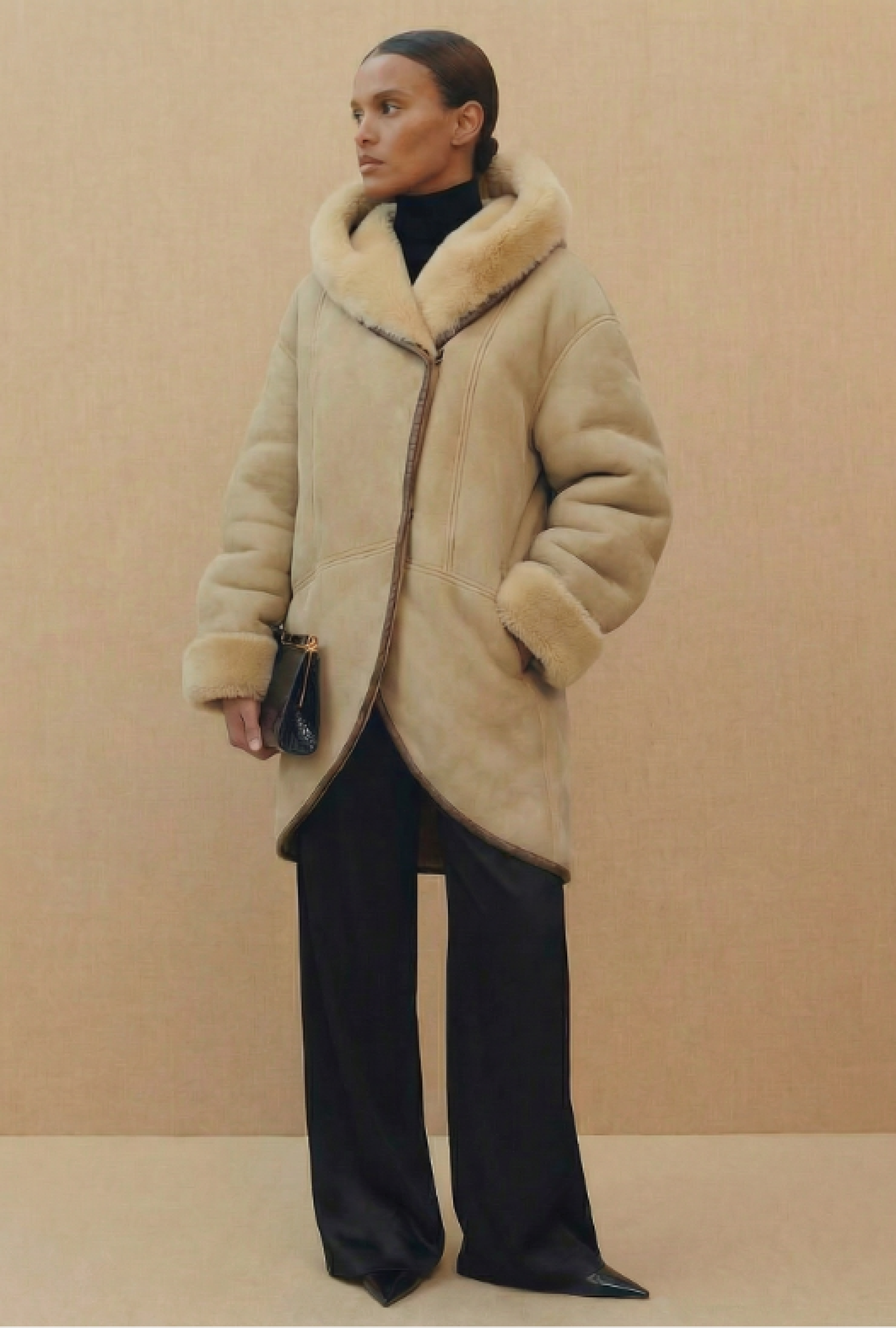 Manteau Guy Laroche Shearling Nude