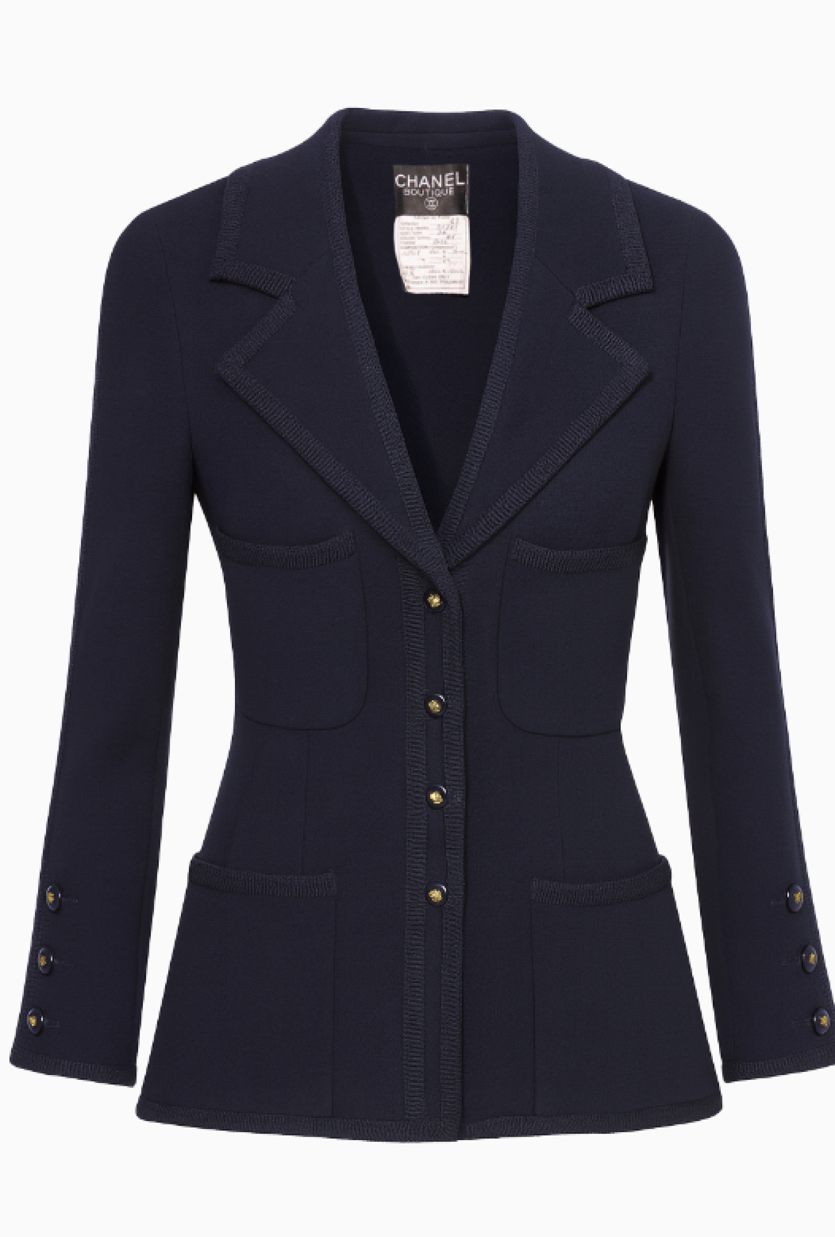 Veste Chanel Tweed Bleu Marine Fall 1995