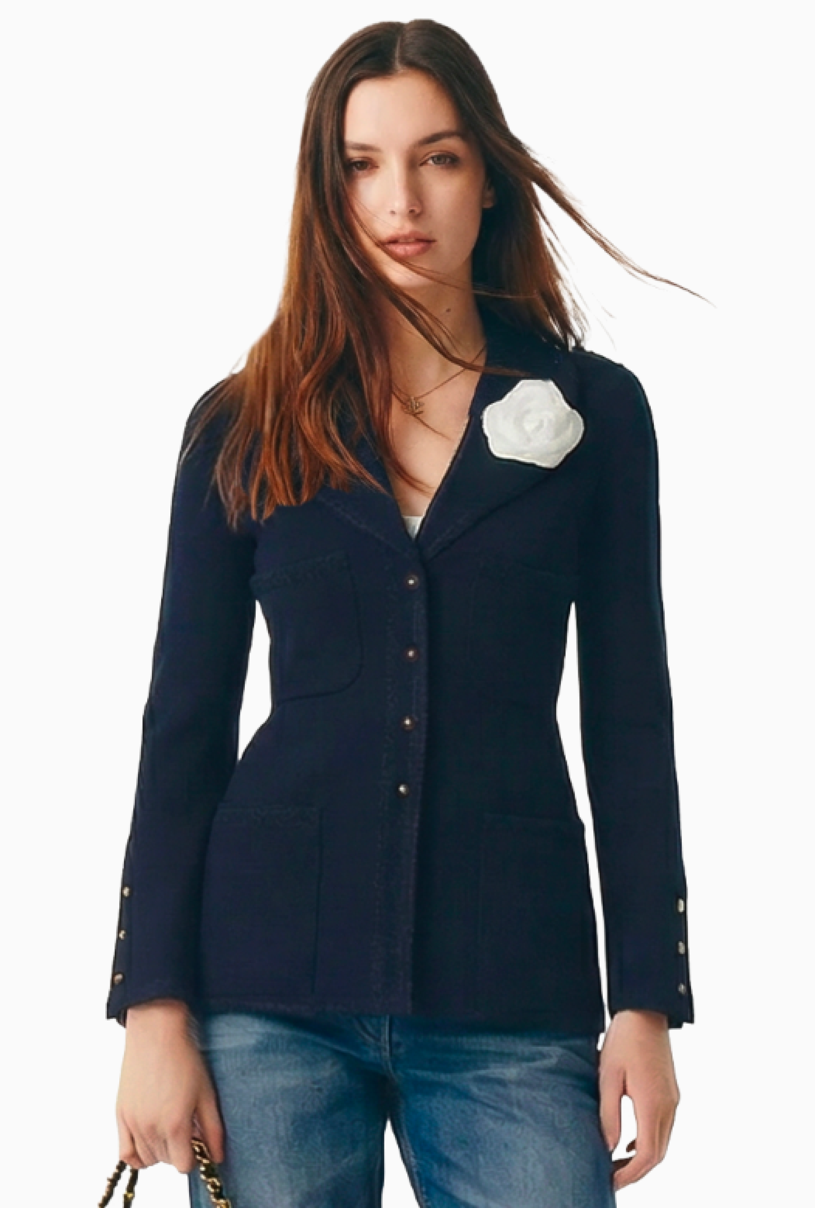 Veste Chanel Tweed Bleu Marine Fall 1995