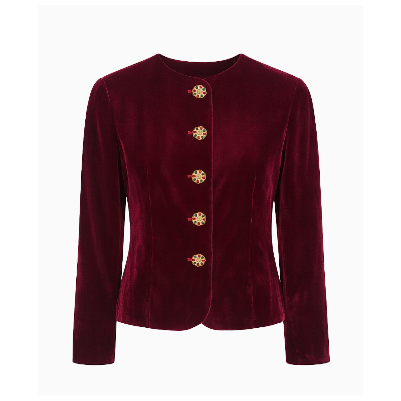 Veste Yves Saint Laurent Rouge Velours Bijou
