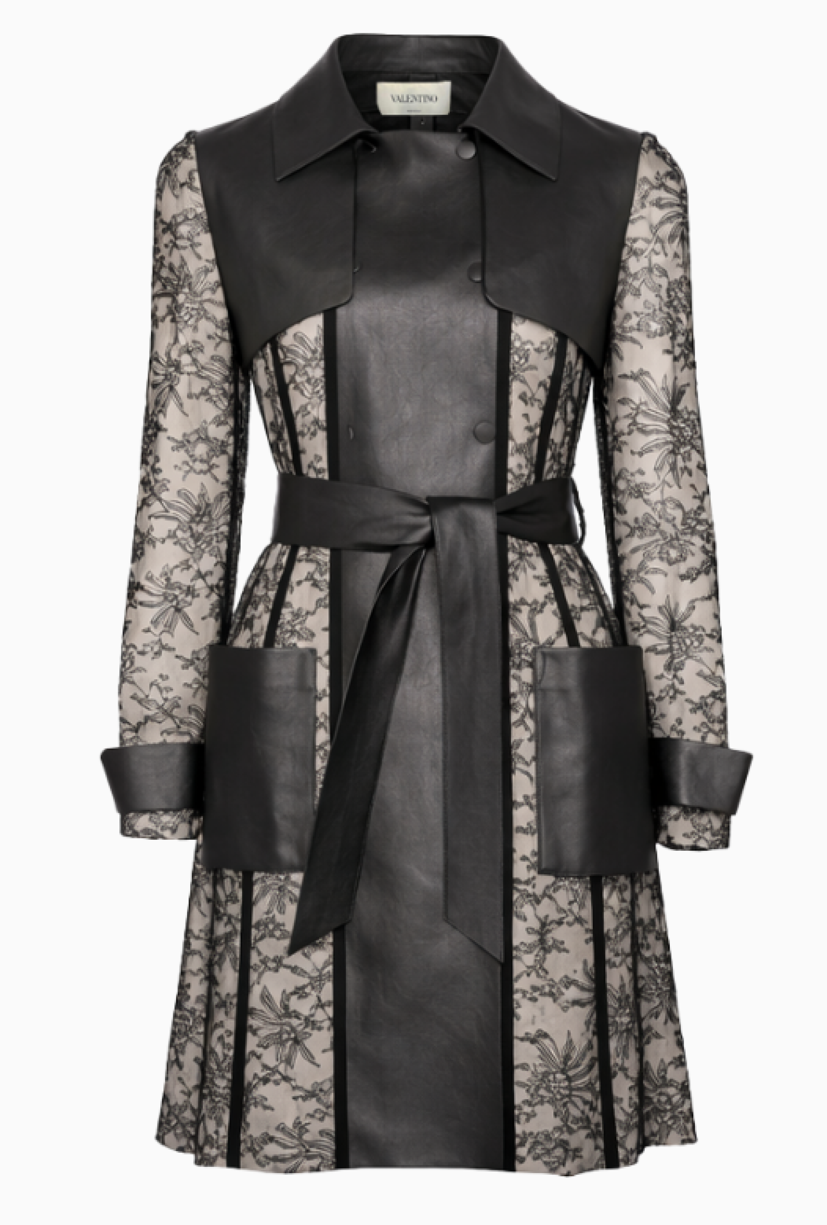 Manteau Valentino Ceinturé En Dentelle Et Cuir Resort 2011