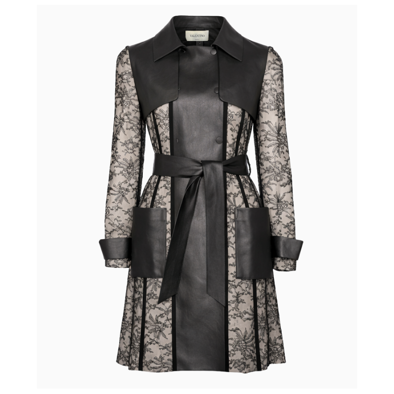 Manteau Valentino Ceinturé En Dentelle Et Cuir Resort 2011
