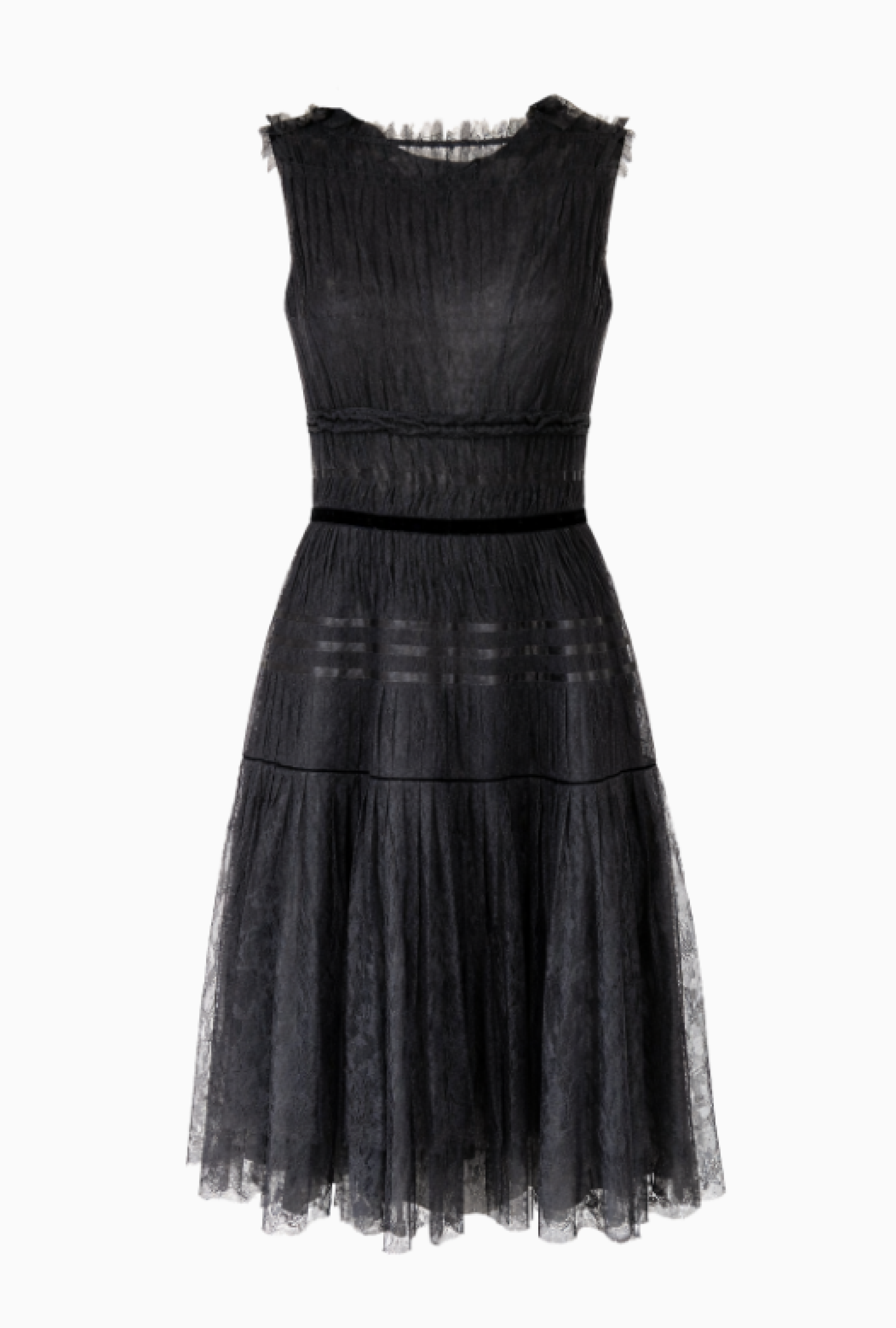 Robe Lanvin Dentelle Noire Plissée FW2003