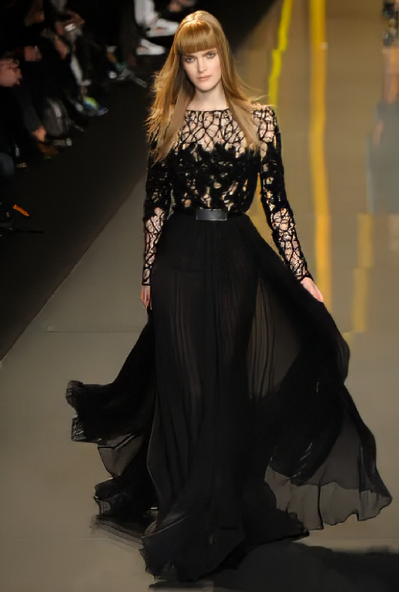Robe Elie Saab  Black Plumetis FW 2012
