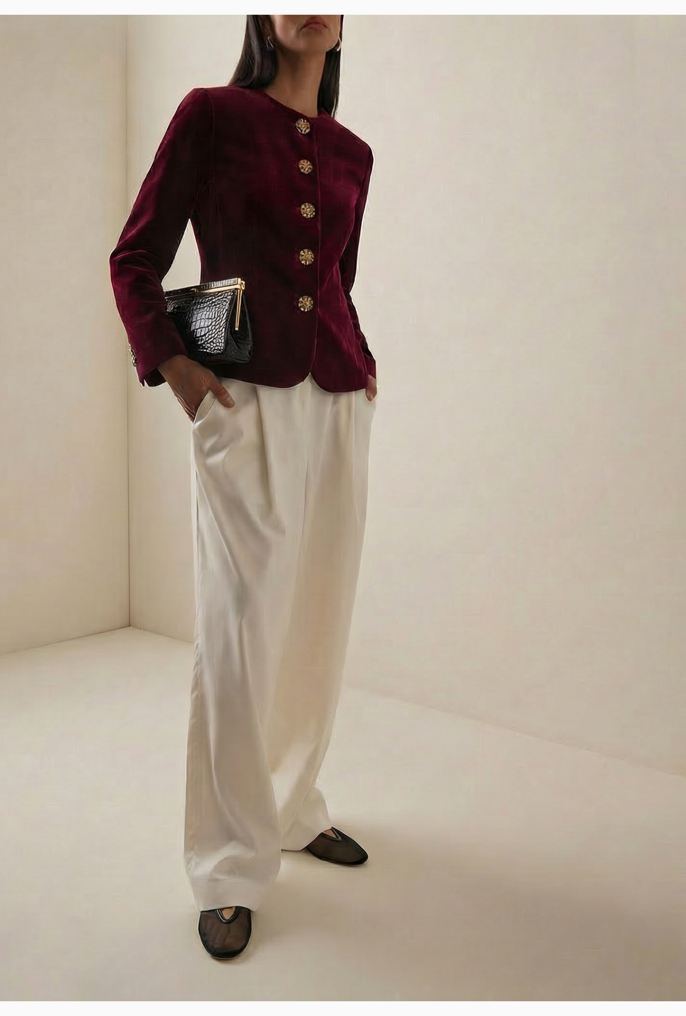 Veste Yves Saint Laurent Rouge Velours Bijou