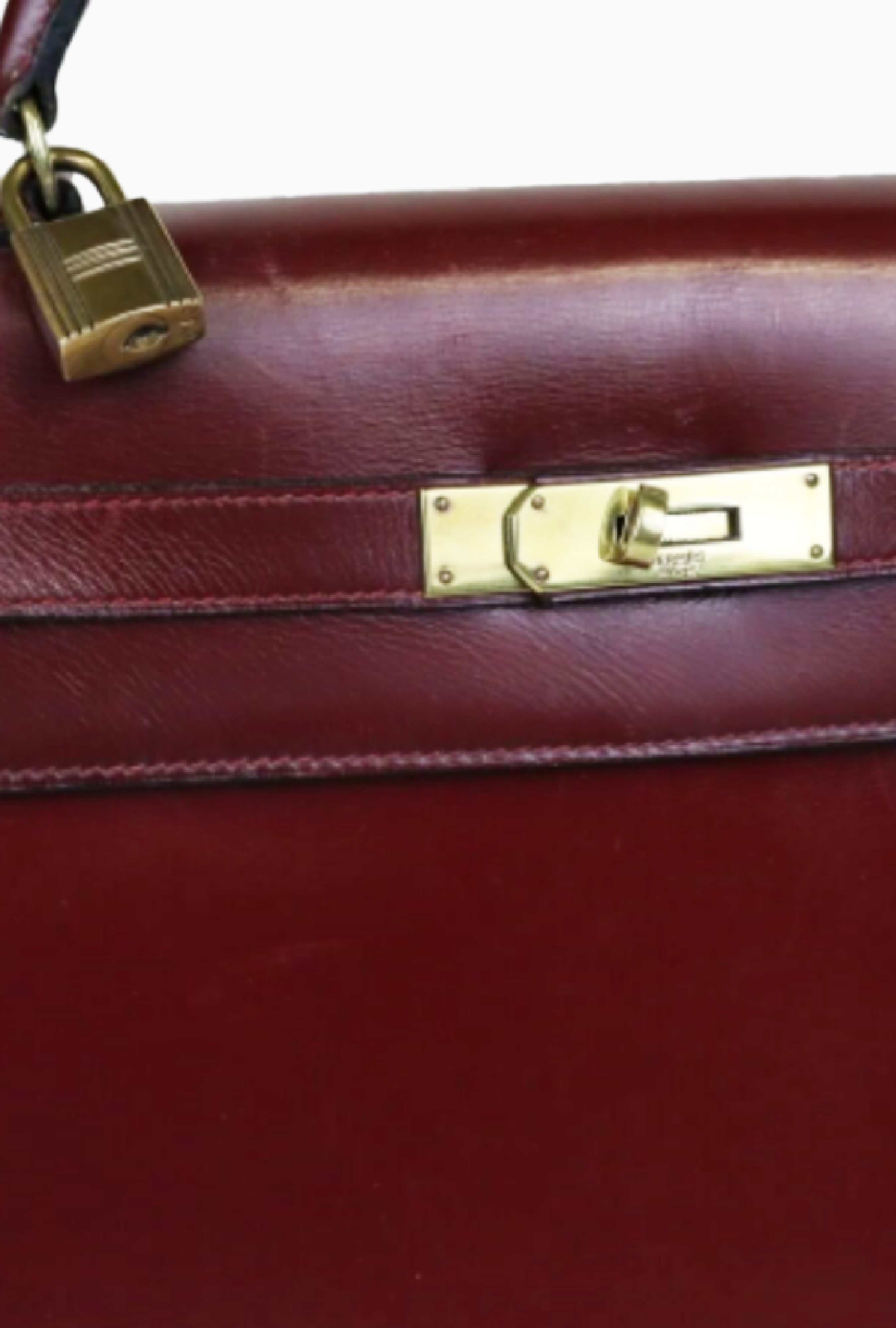 Sac Hermes à main Hermès Kelly 32 cm en cuir box rouge H