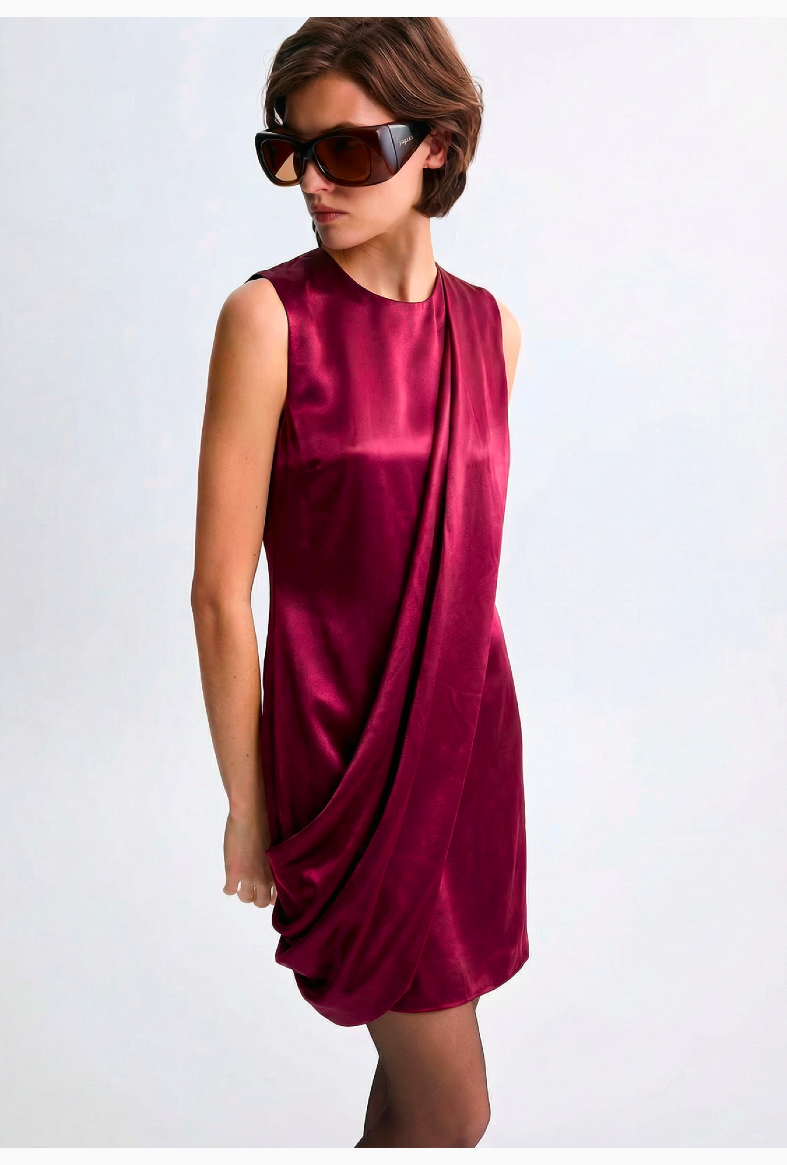 Robe Prada Drapé Satin Bourgogne  Fall 2009