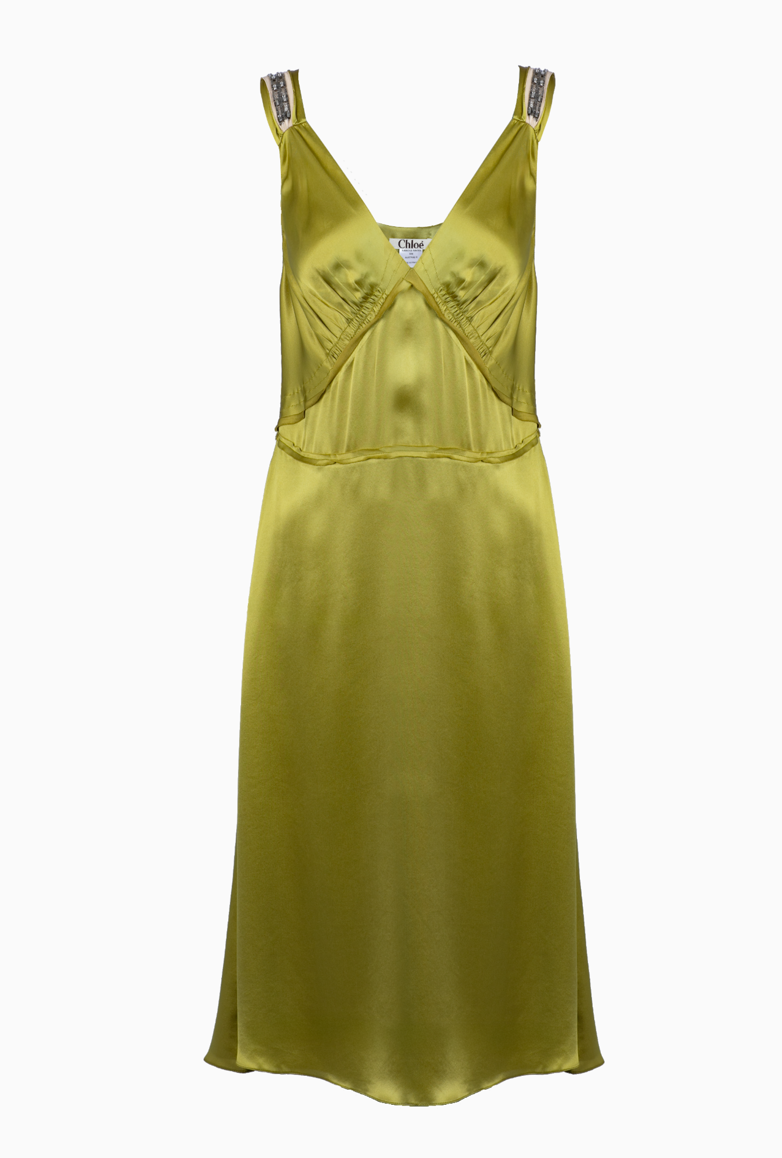 Robe Chloe Green Silk FW2005 Par Phoebe Philo