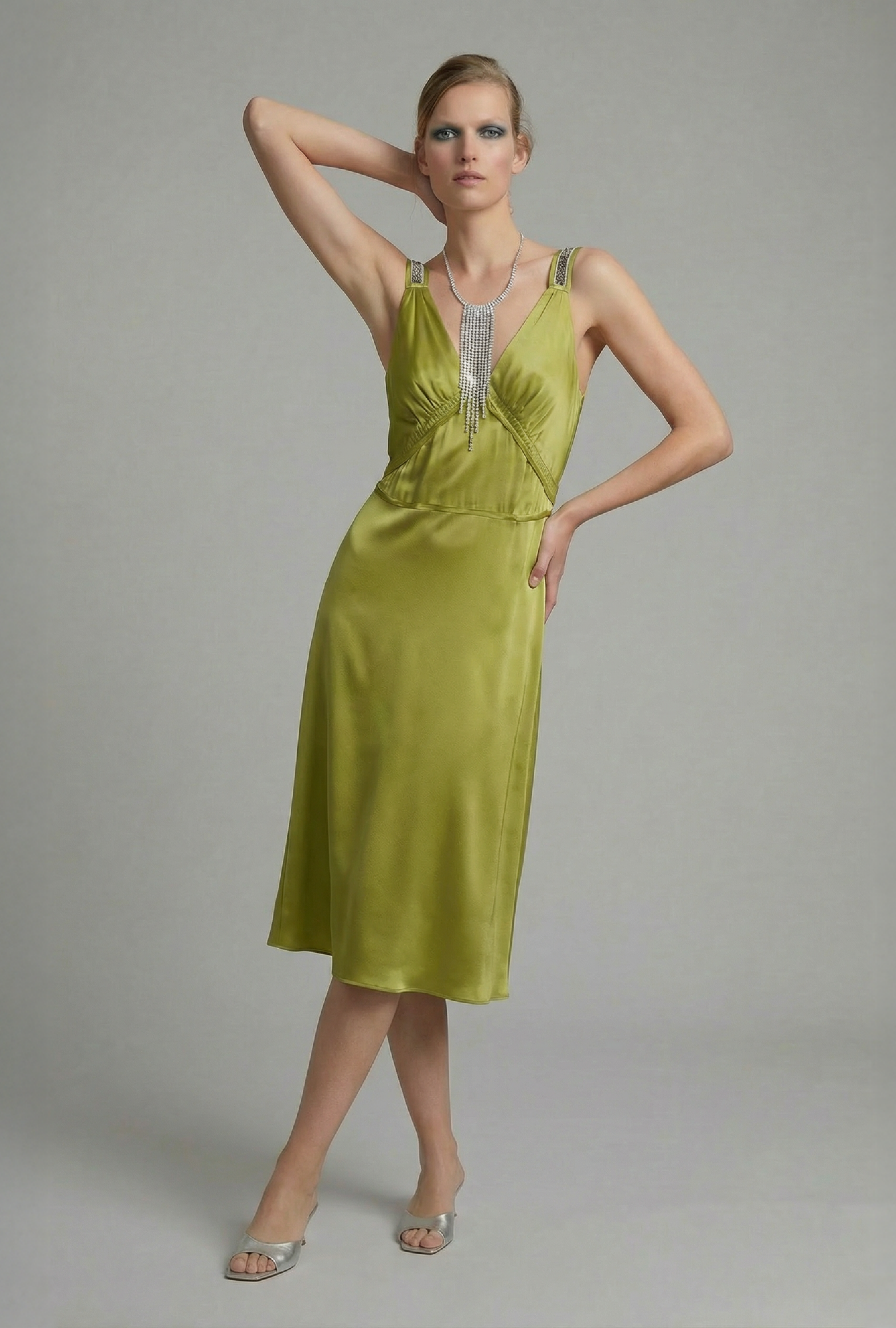 Robe Chloe Green Silk FW2005 Par Phoebe Philo