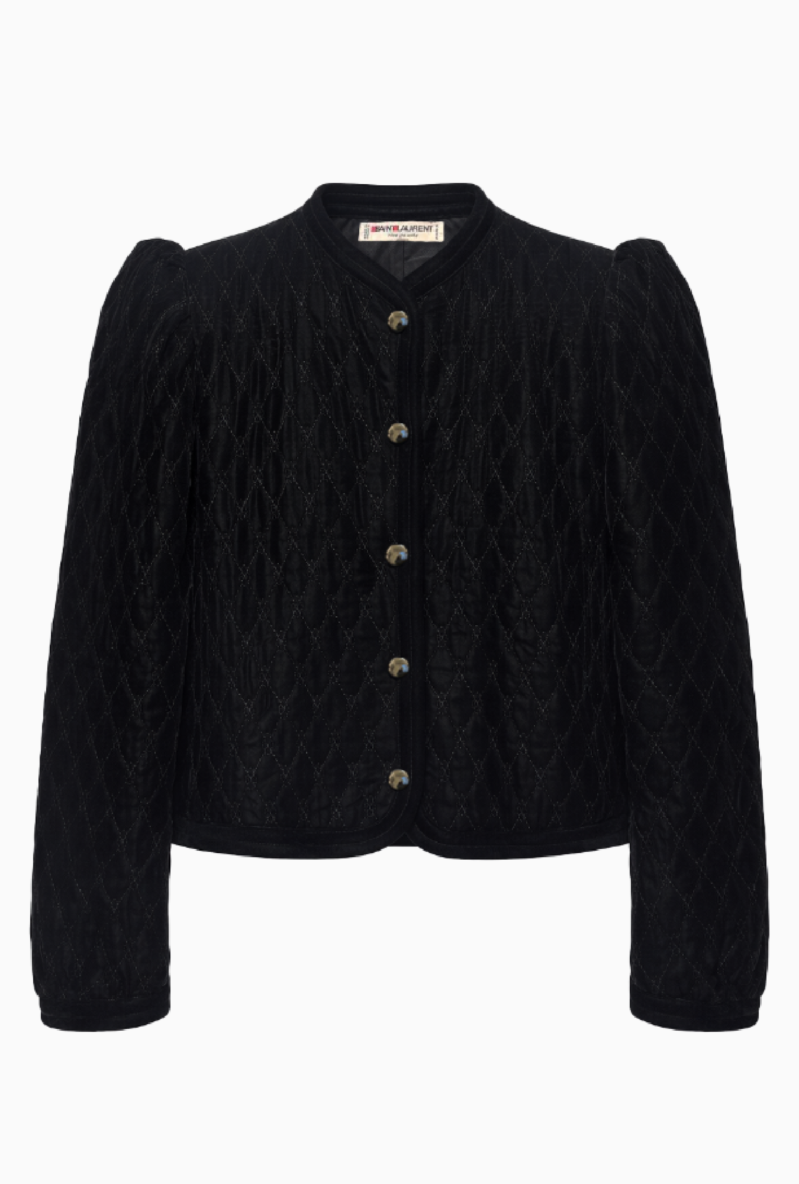 Veste Yves Saint Laurent Matelassée En Velours Noir Collection 1977