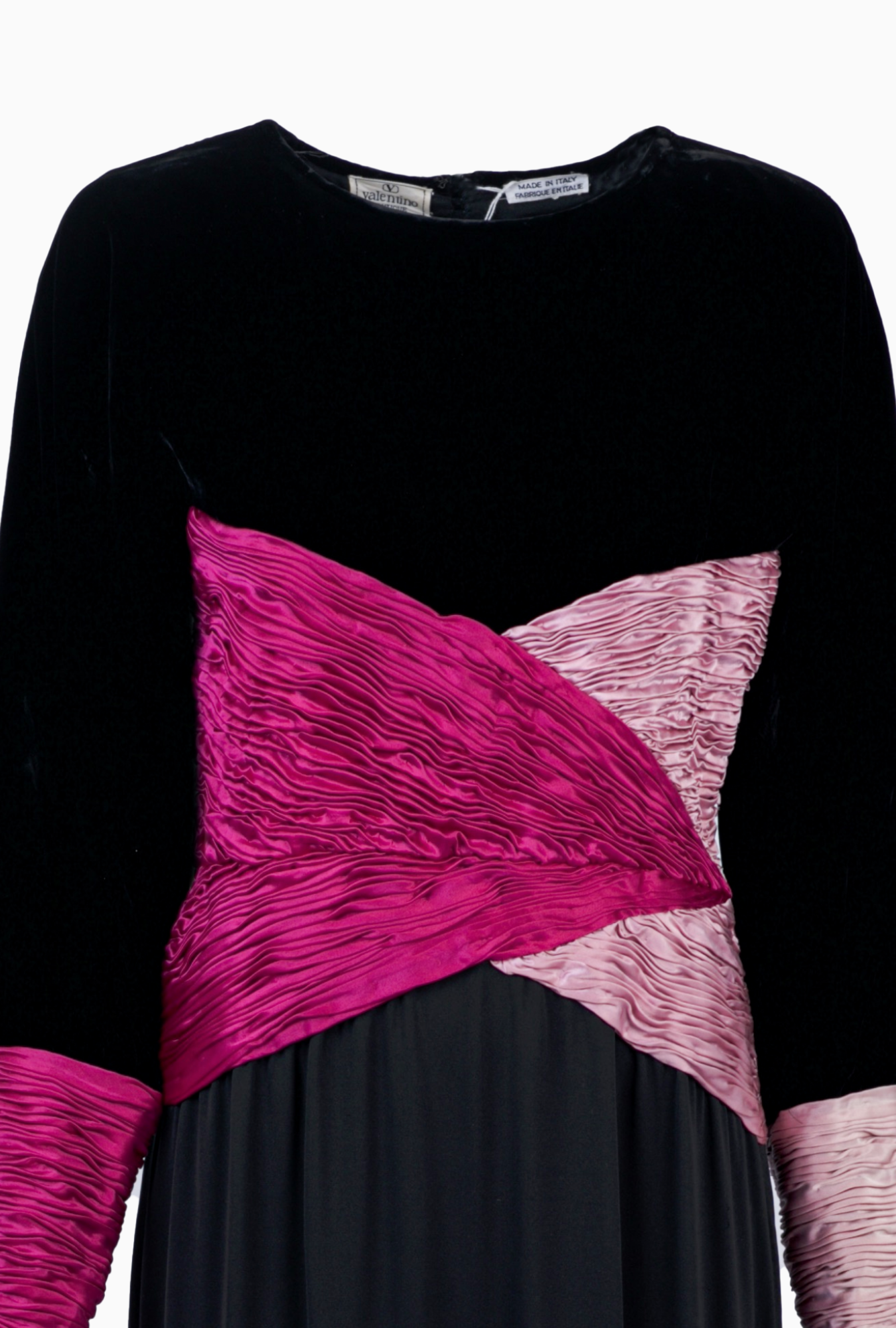 Robe Valentino Drapé Graphique Bicolore FW1986