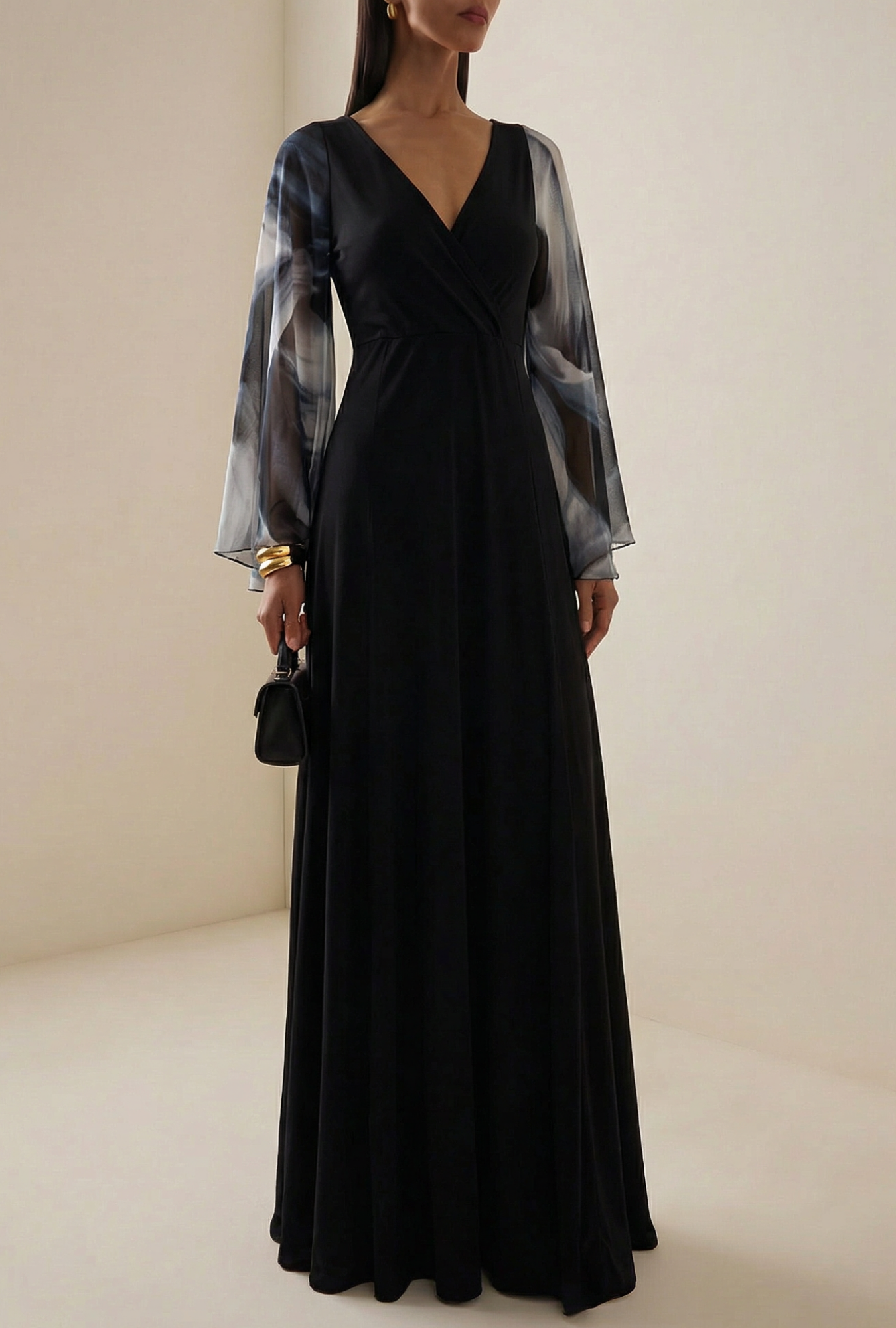 Robe Roberto Cavalli Noir Manches Voilées