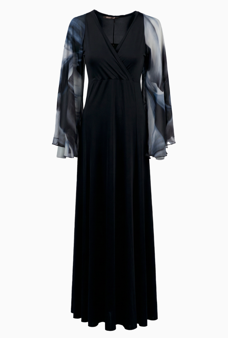 Roberto Cavalli Black Veiled Sleeves Dress