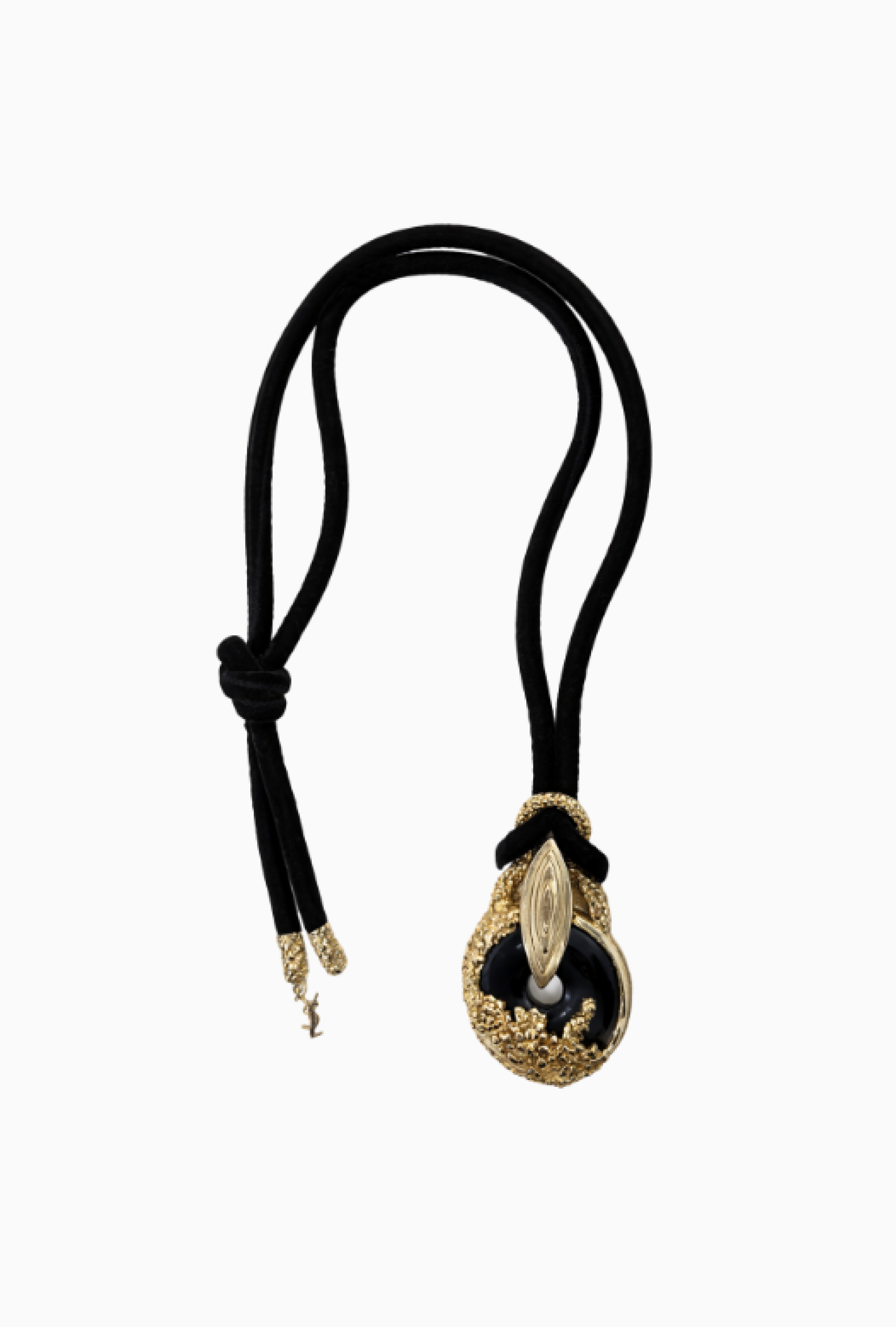Collier Yves Saint Laurent Médaillon Noir Et Or 1980