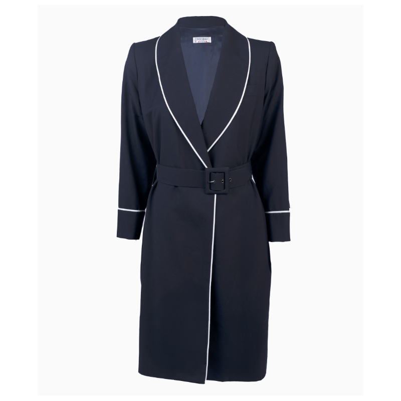 Manteau Yves Saint Laurent Ceinturé Bleu Rive Gauche