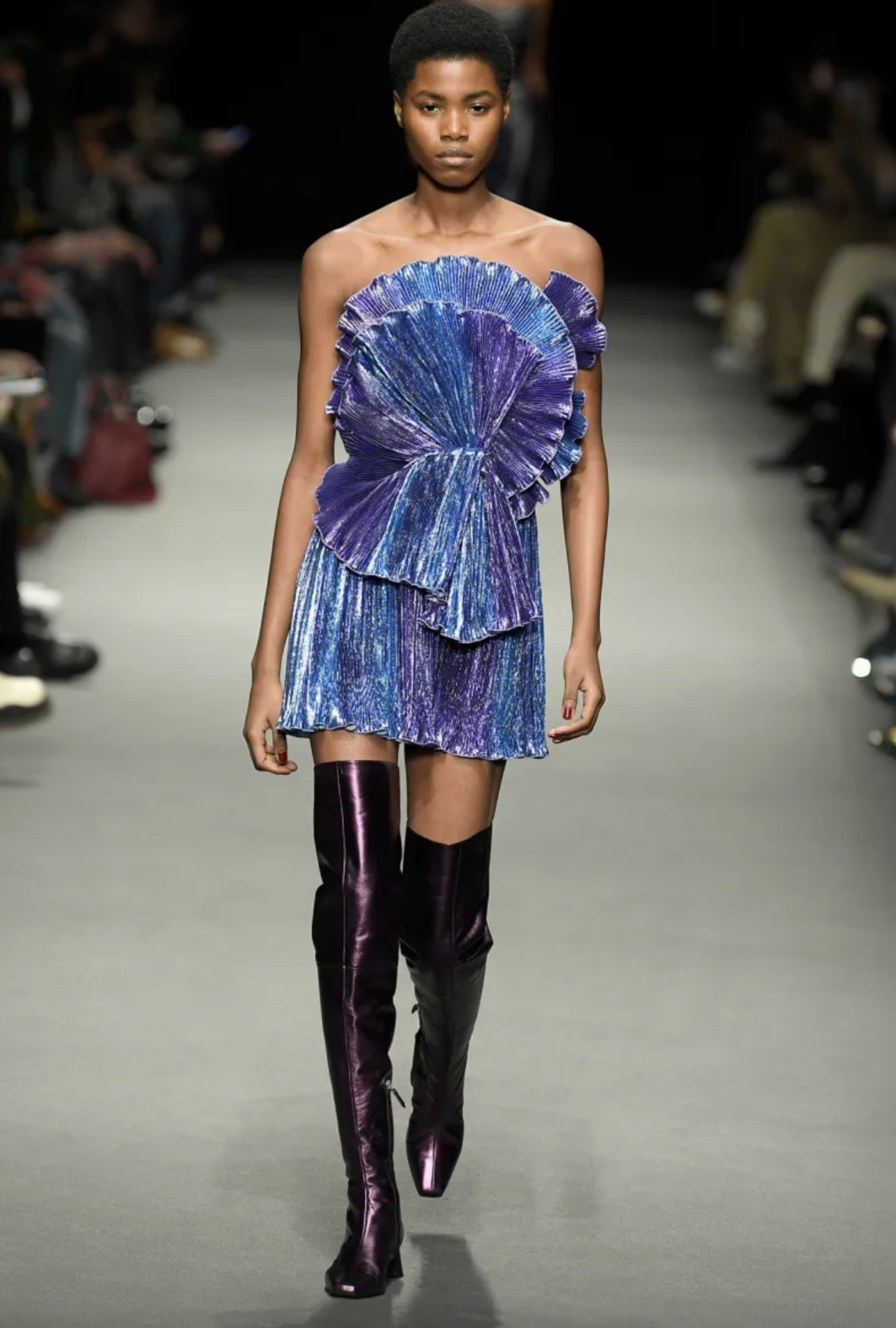 Robe Alberta Ferretti Plissé Métallisé Bleu & Violet FW2022
