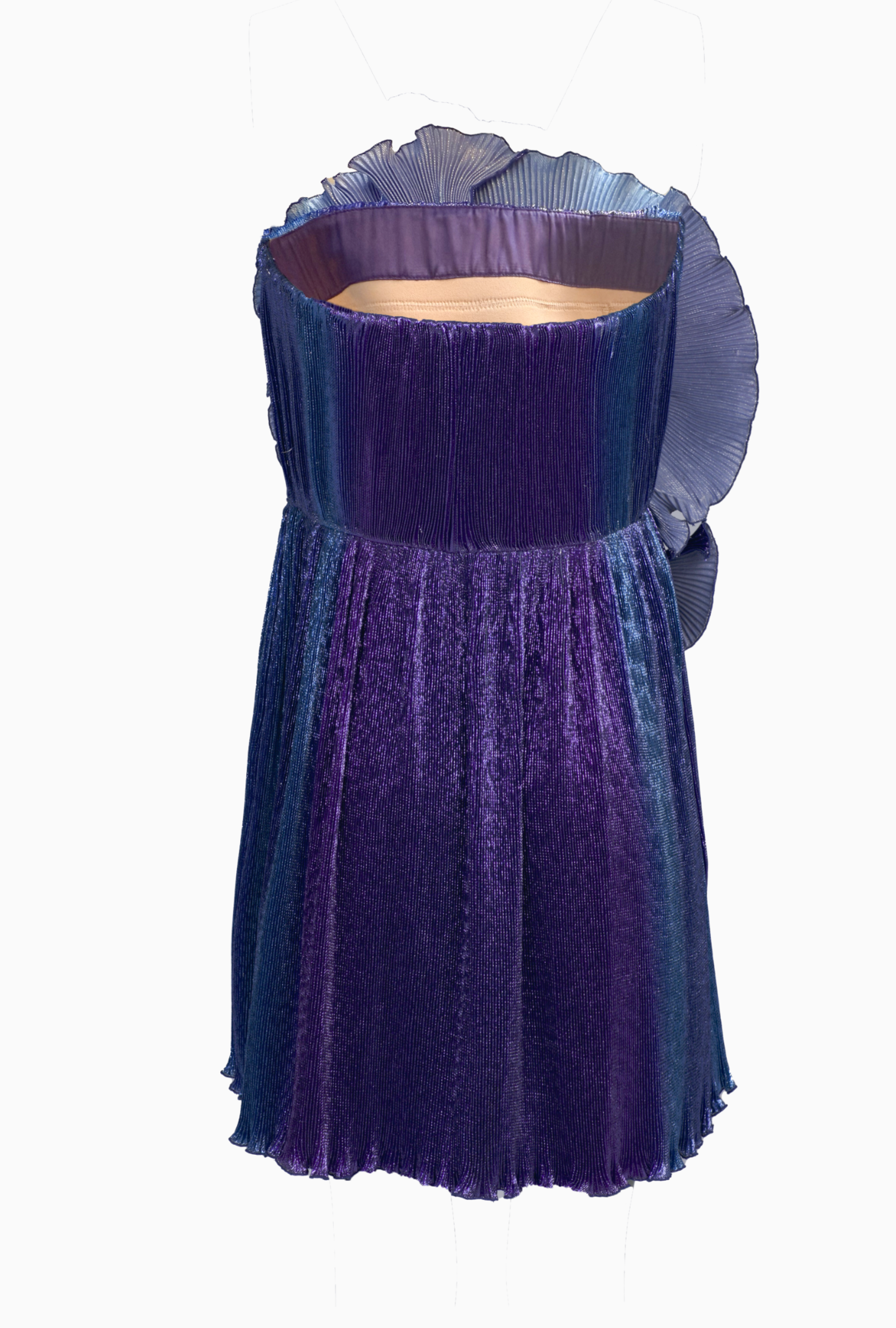 Robe Alberta Ferretti Plissé Métallisé Bleu & Violet FW2022